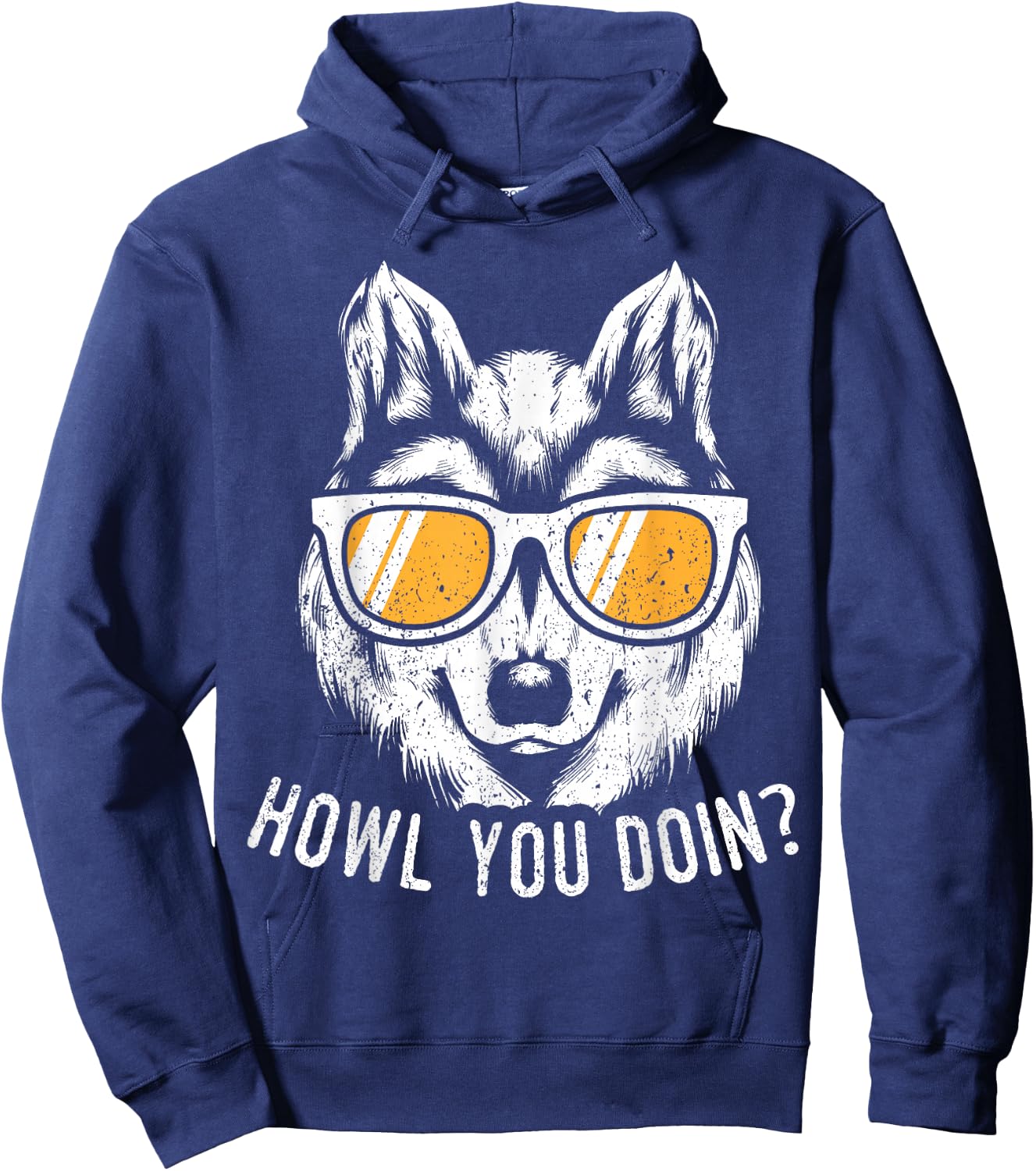 Funny Wolf Design Howl You Doin Wolves Hoodie - Hoodie | Navy