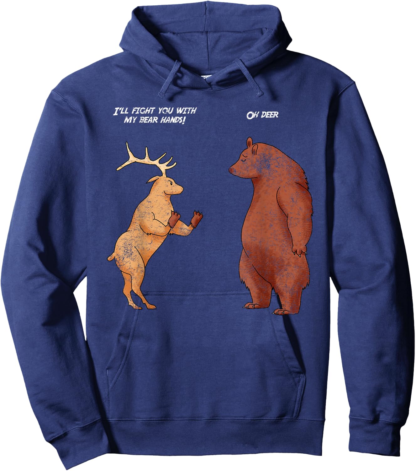 Bear Hands Oh Deer Funny Sayings Animal Puns Jokes Gift Hoodie - Hoodie | Navy
