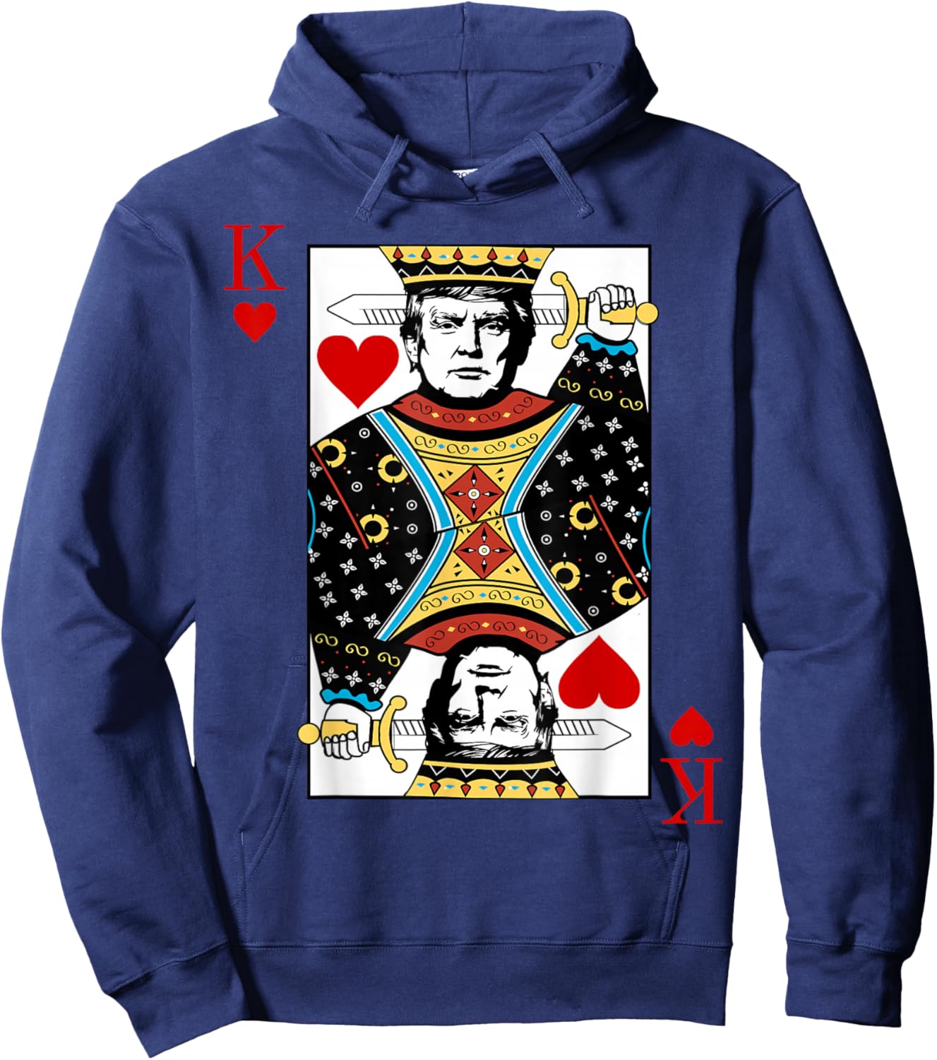 Trump King K of Hearts Playing Card Patriotic Trump 2024 Women Kids Men Hoodie - Hoodie | Navy