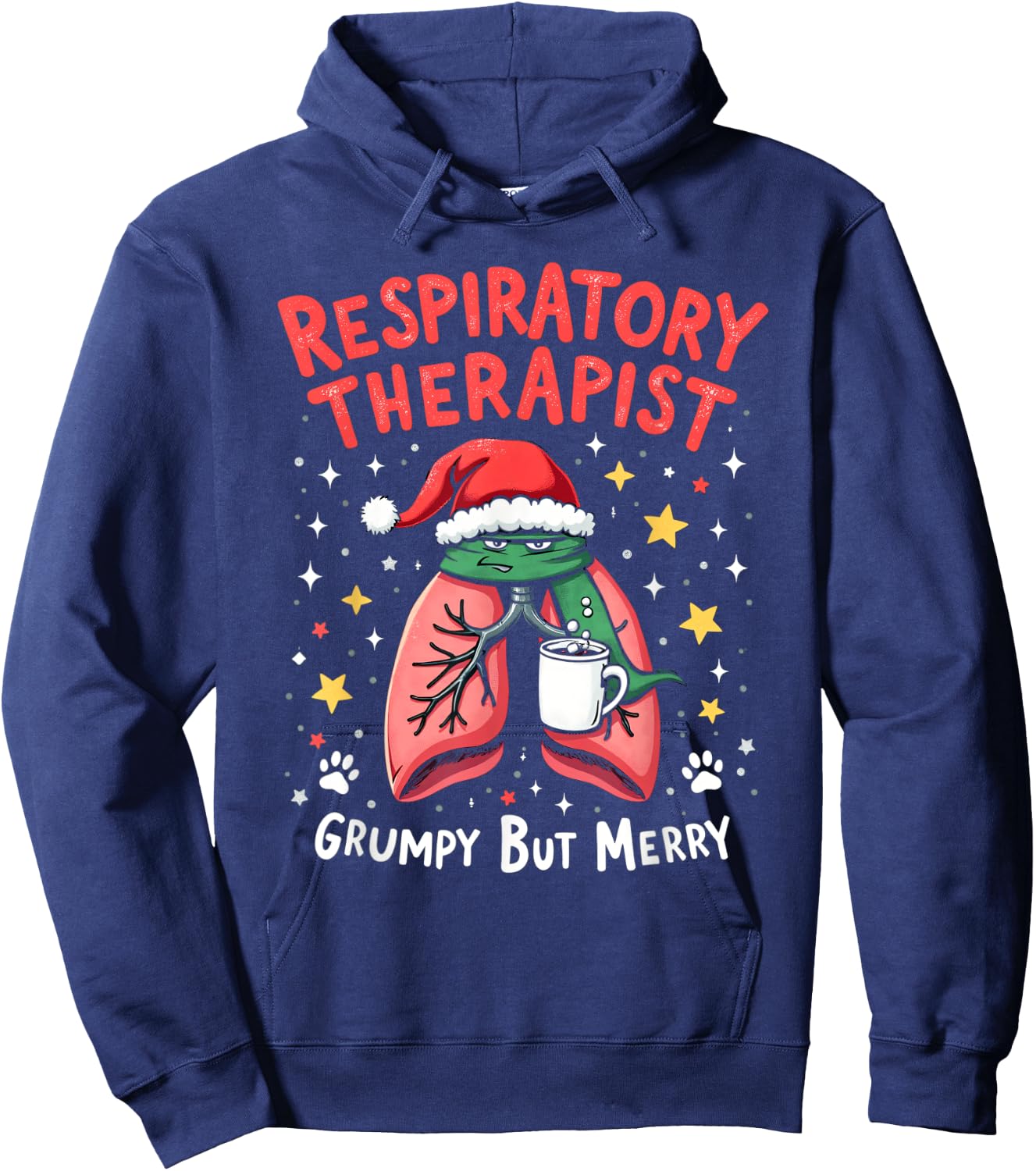 Respiratory Therapist Lung Grumpy But Merry Christmas Xmas Hoodie - Hoodie | Navy