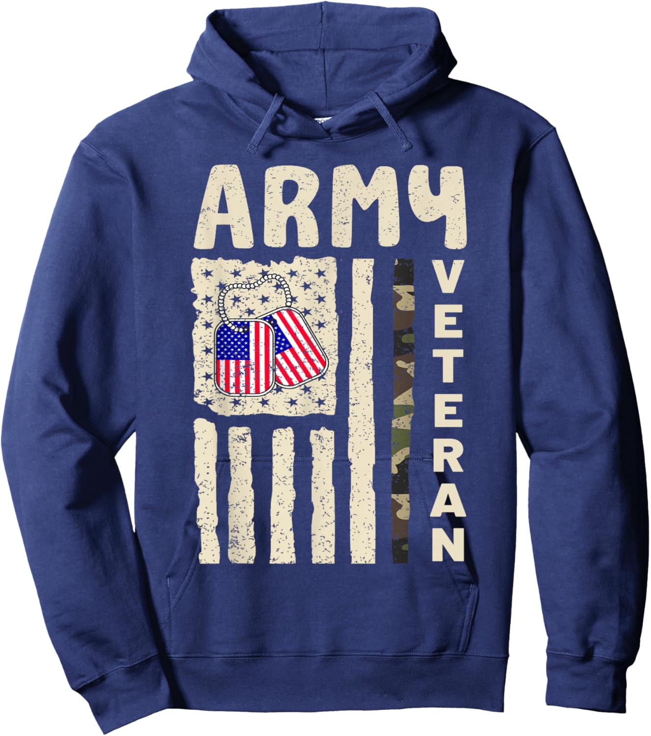 American Flag Camo Proud Us Army Veteran Of Veteran's Day Hoodie - Hoodie | Navy