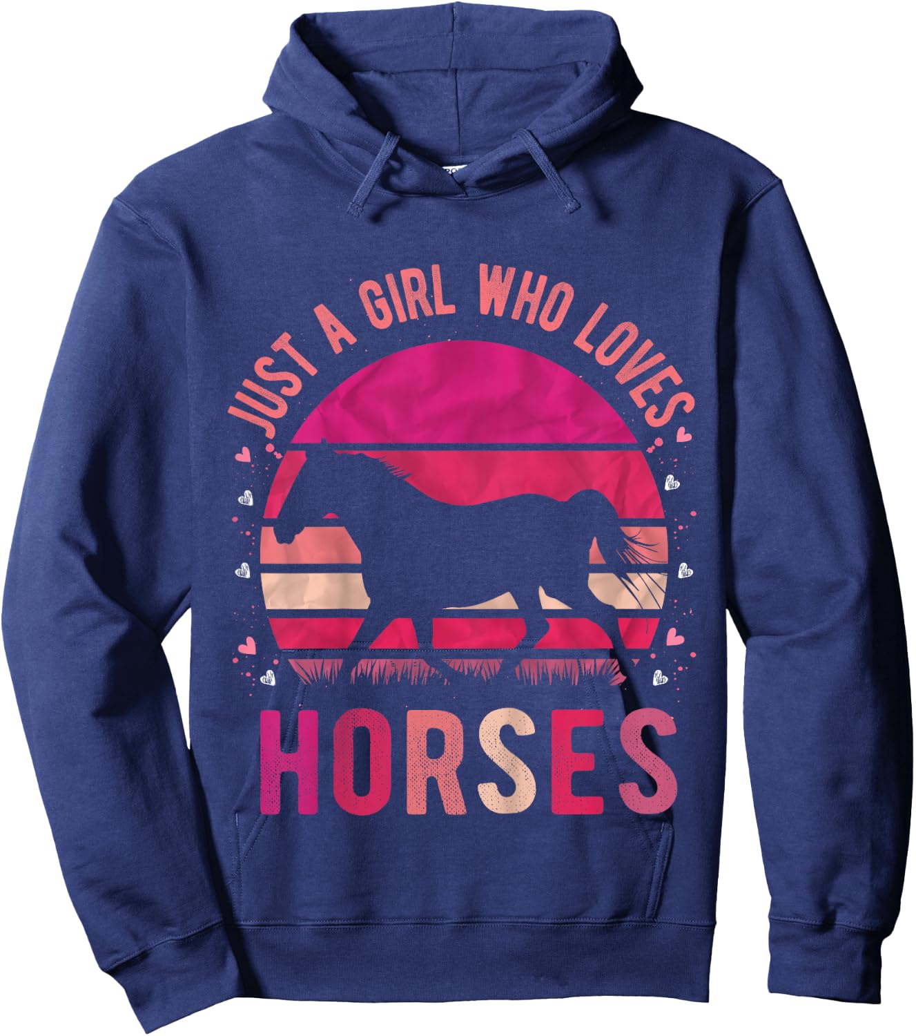 Just a Girl Who Loves Horses Vintage Retro Gift Hoodie - Hoodie | Navy