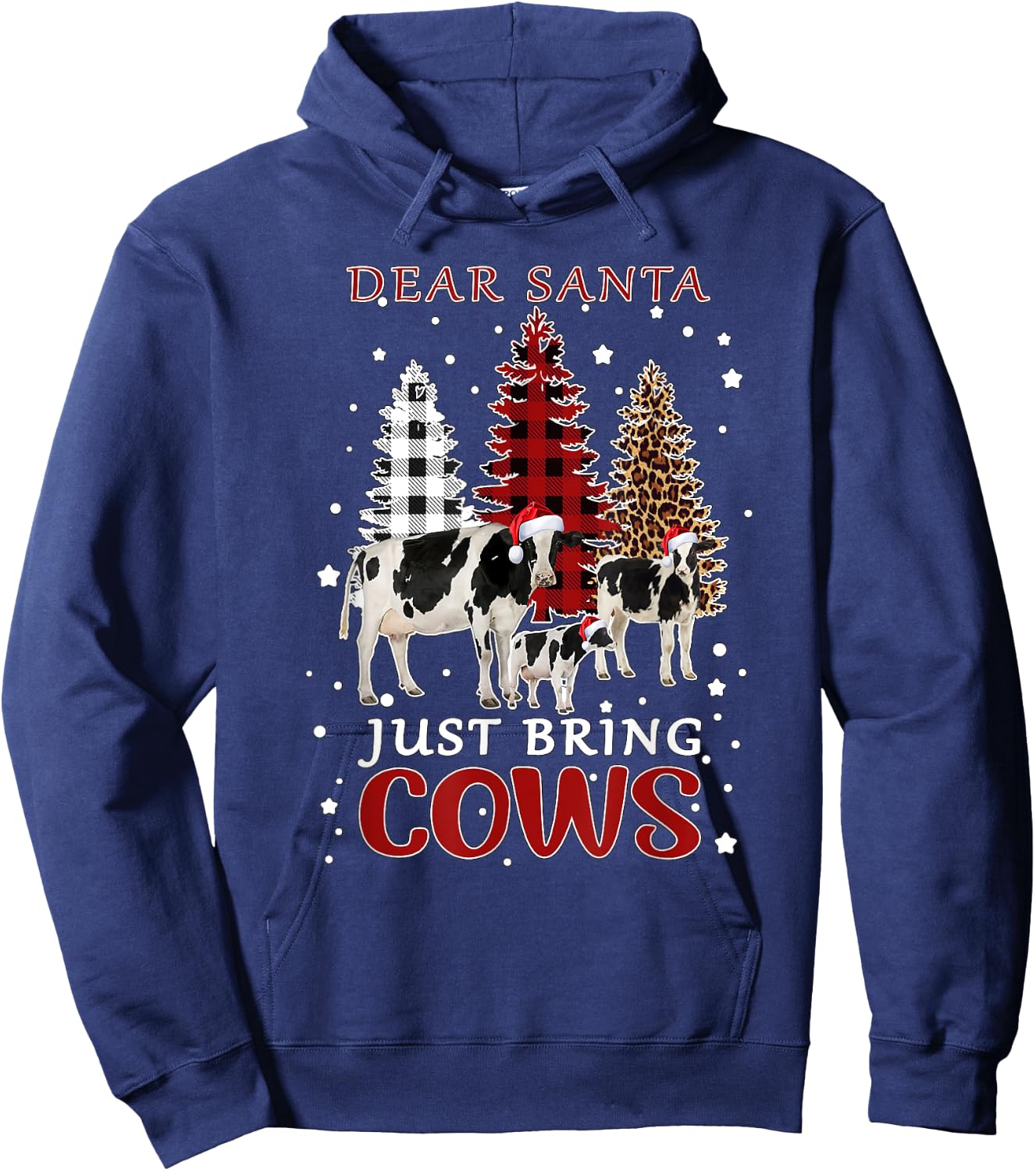 Dear Santa Just Bring Cows Christmas Buffalo Plaid Heifer Hoodie - Hoodie | Navy