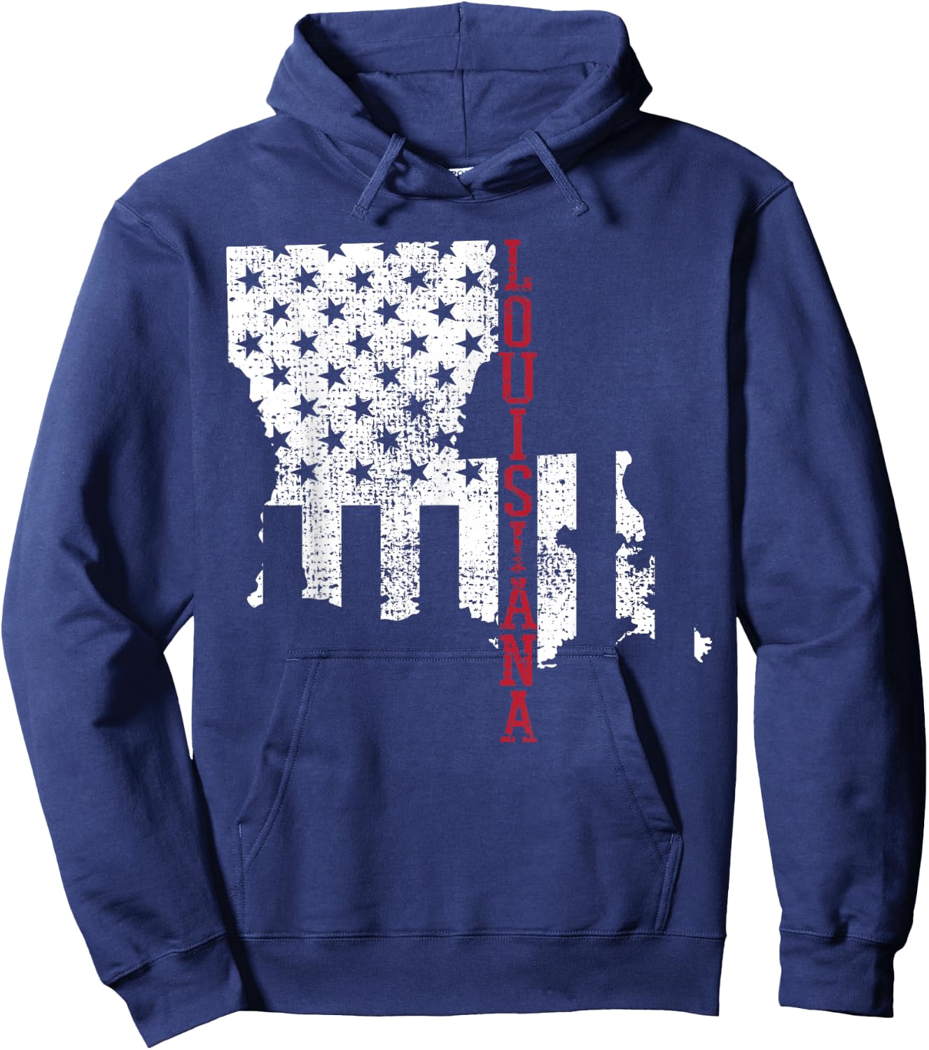 Louisiana Vintage Retro USA Flag America Merica 4th Of July Women Kids Men Hoodie - Hoodie | Navy