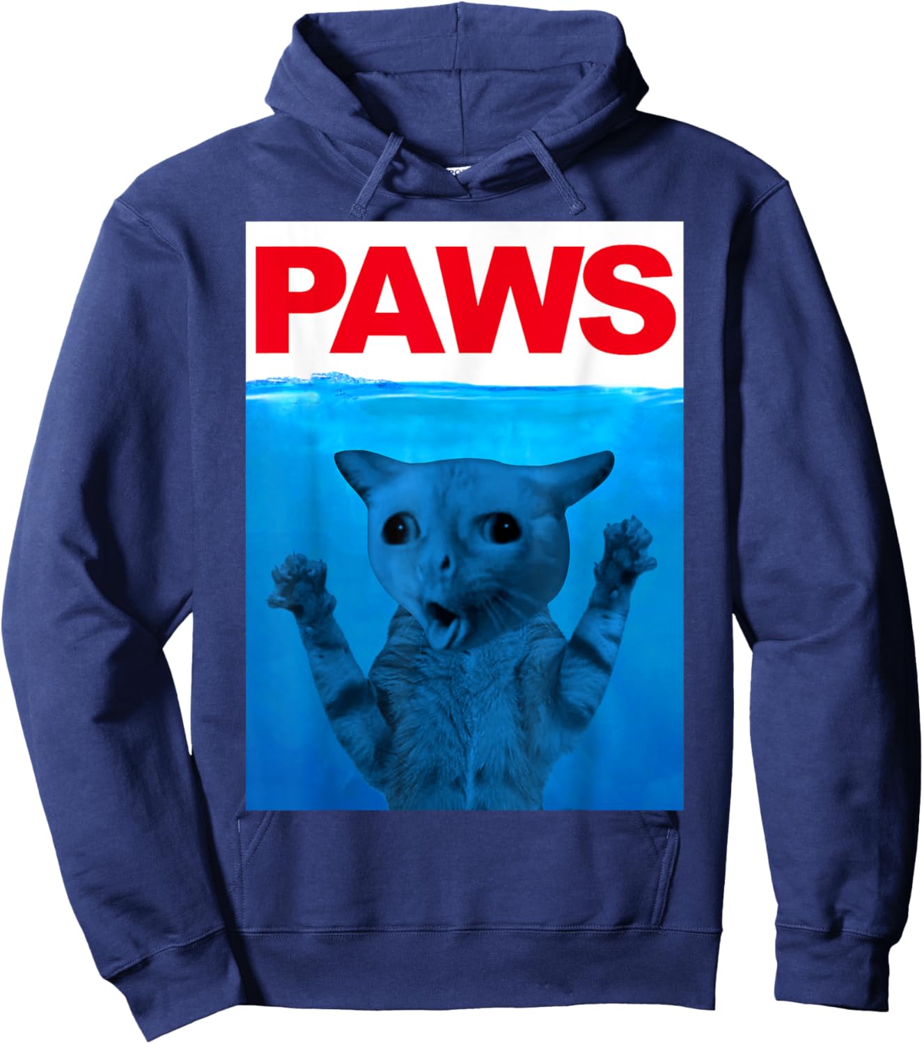 Paws Cat Meme Humor Funny Kitty Lover Funny Cats Dads Mom Hoodie - Hoodie | Navy