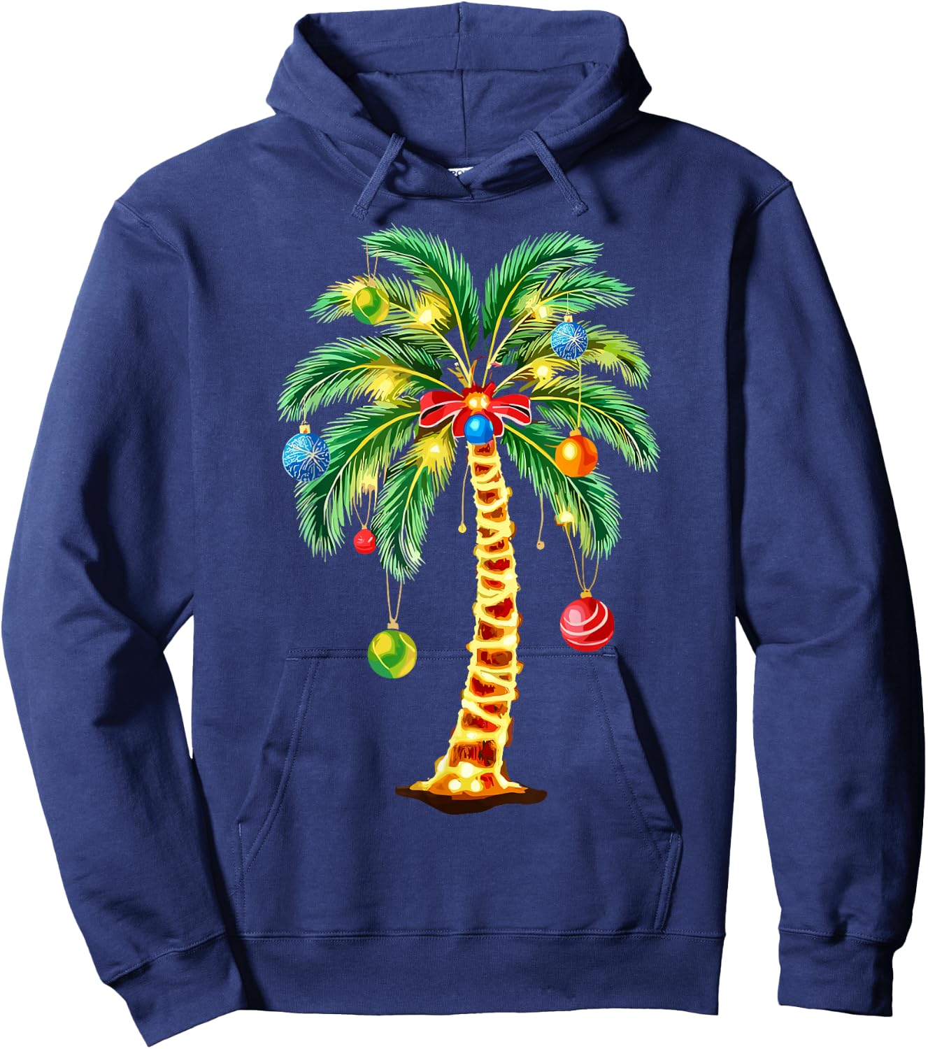 Christmas Palm Tree Hawaiian Xmas Hoodie - Hoodie | Navy
