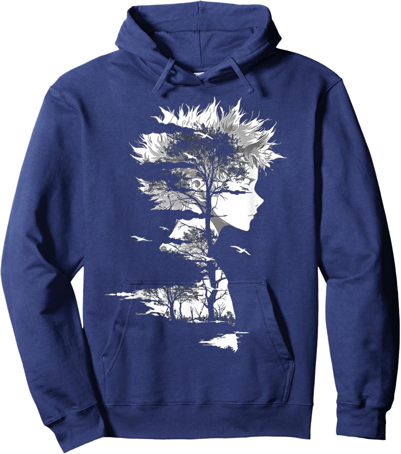 Anime Manga Motif Illustration Anime Hoodie - Hoodie | Navy