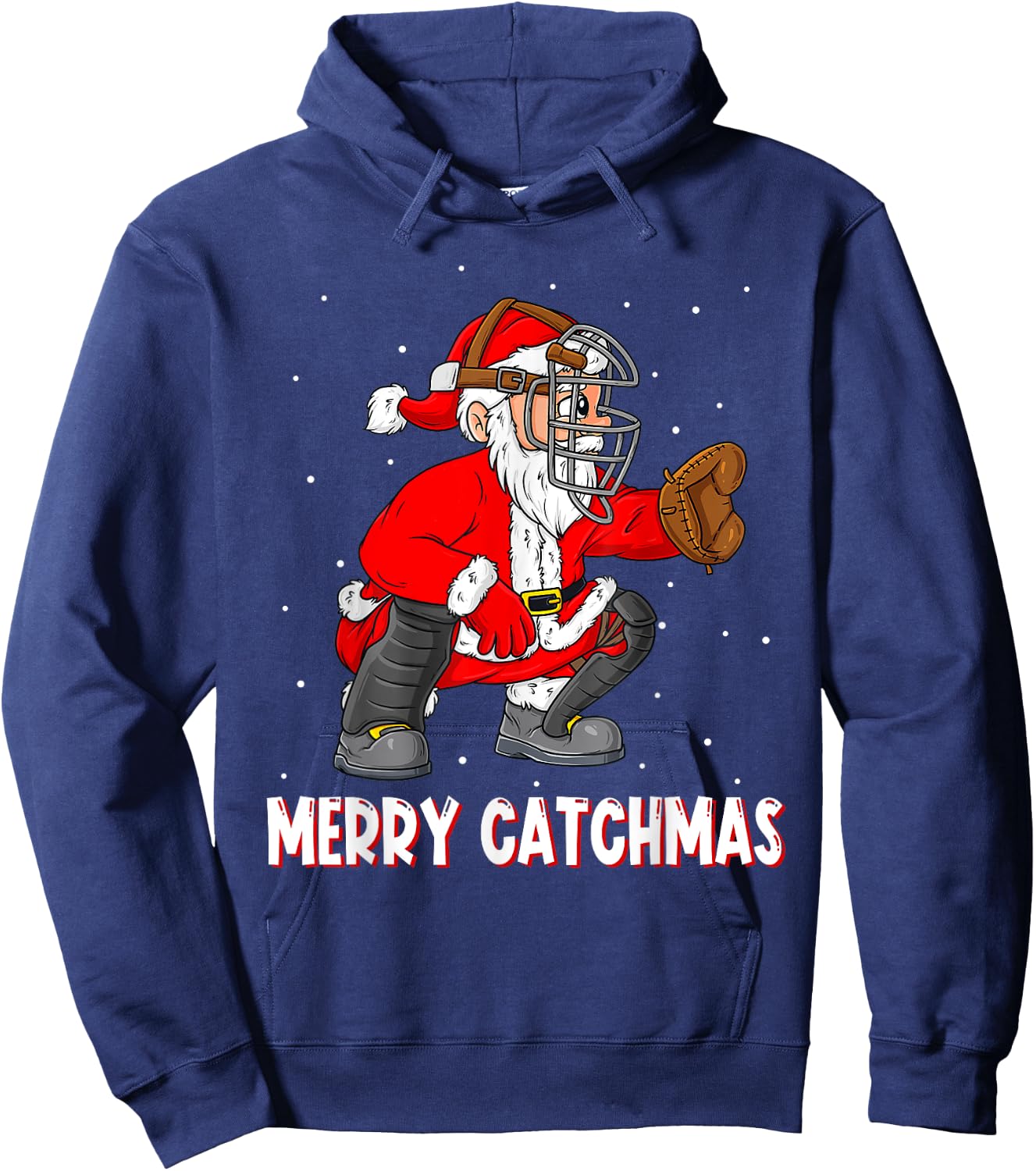 Merry Catchmas Christmas Santa Claus Baseball Catcher Xmas Hoodie - Hoodie | Navy