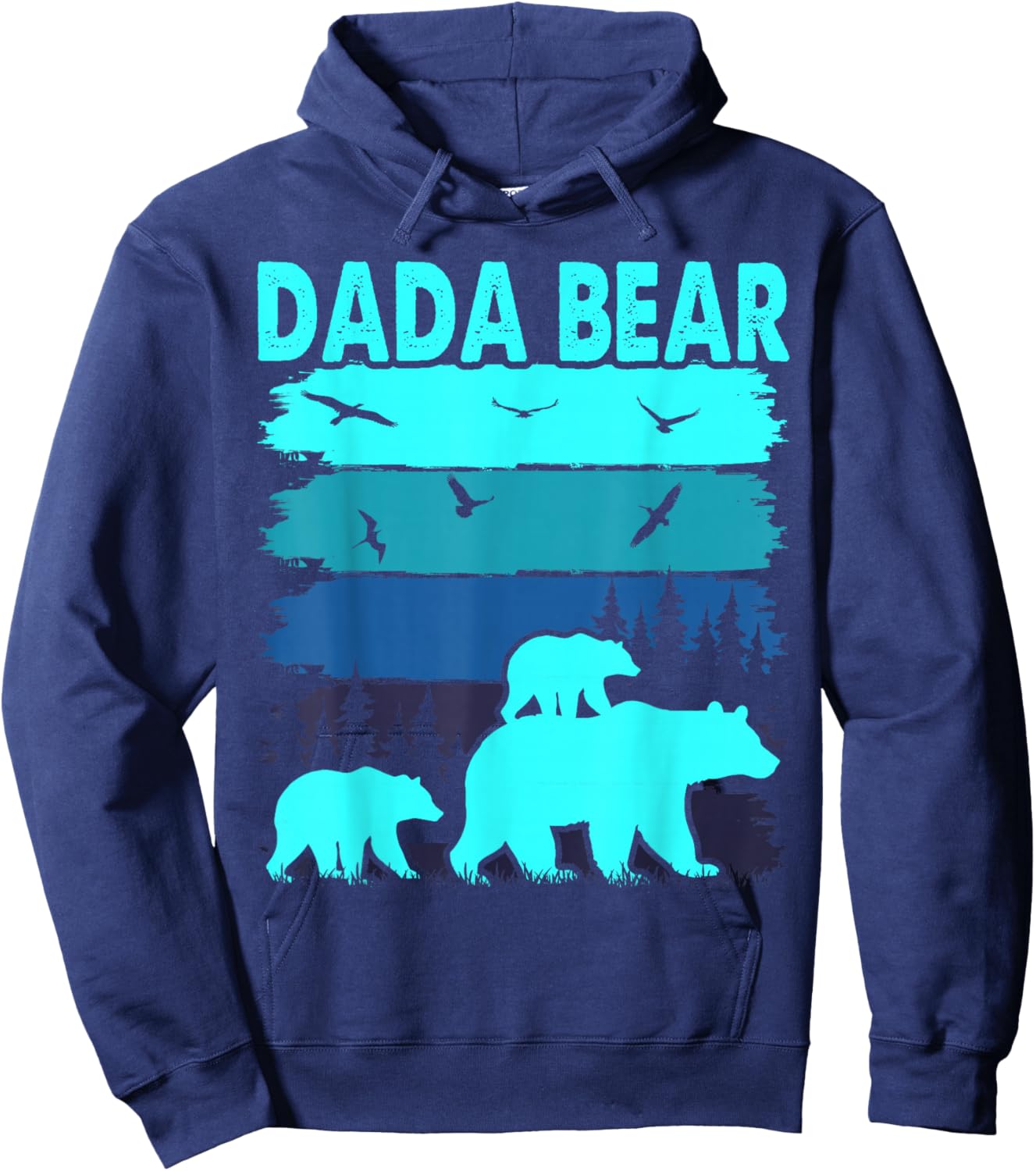 Dada Bear 2 Cubs Daddy of Twin Family Matching Father's Day Hoodie - Hoodie | Navy