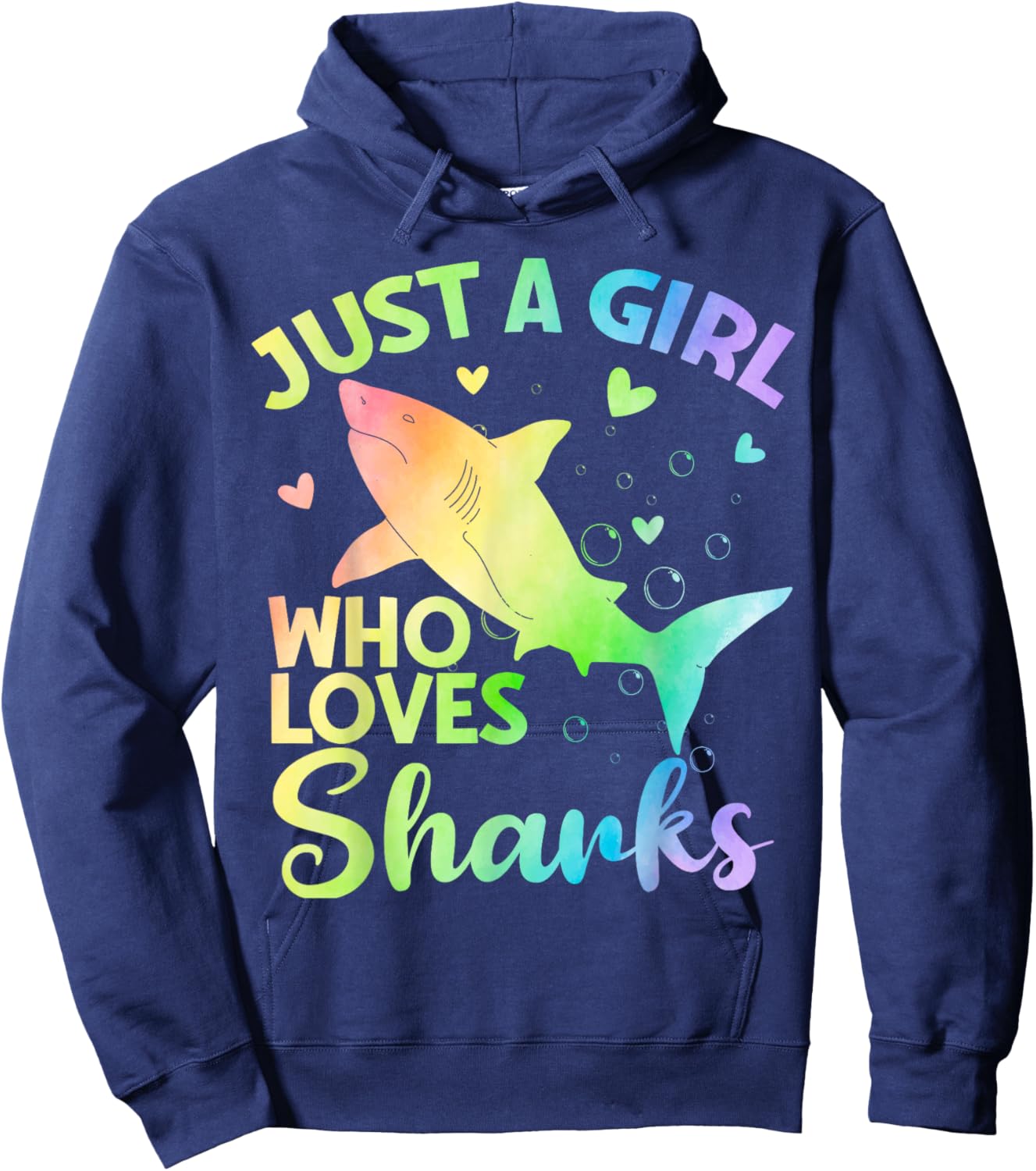 Just a Girl Who Loves Sharks Cute Shark Lover Girls Hoodie - Hoodie | Navy