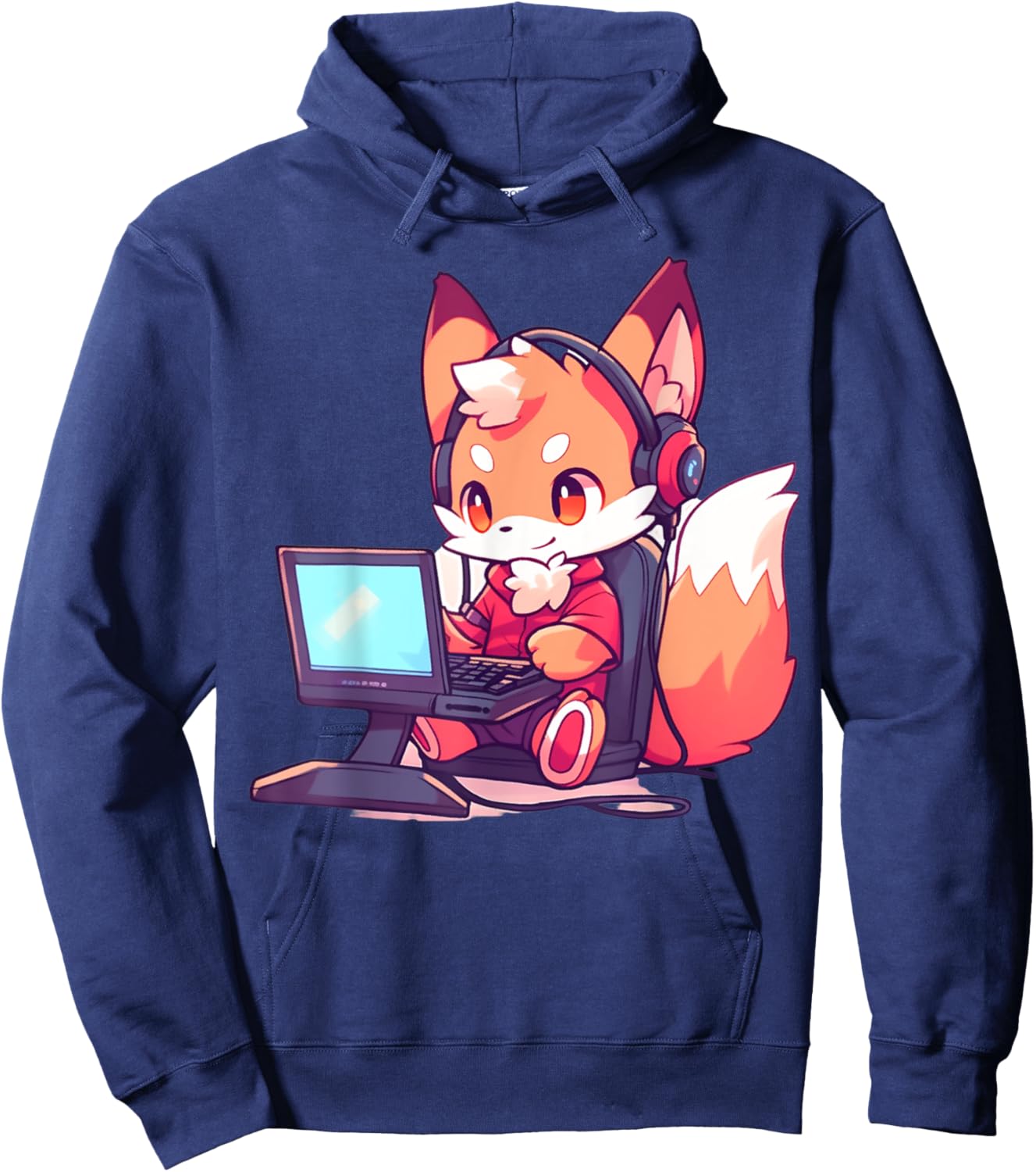 Kawaii Gamer Fox Hoodie - Hoodie | Navy