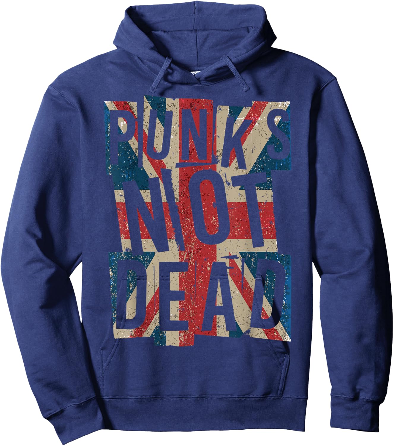 Punks Not Dead - Vintage - UK London Flag - Punk is Not Dead Hoodie - Hoodie | Navy
