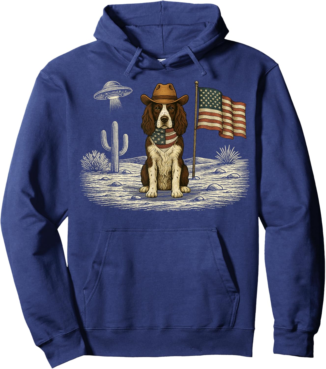 Springer Spaniel 4th of July US American Flag Dog Patriotic Men Women Kids Hoodie - Hoodie | Navy