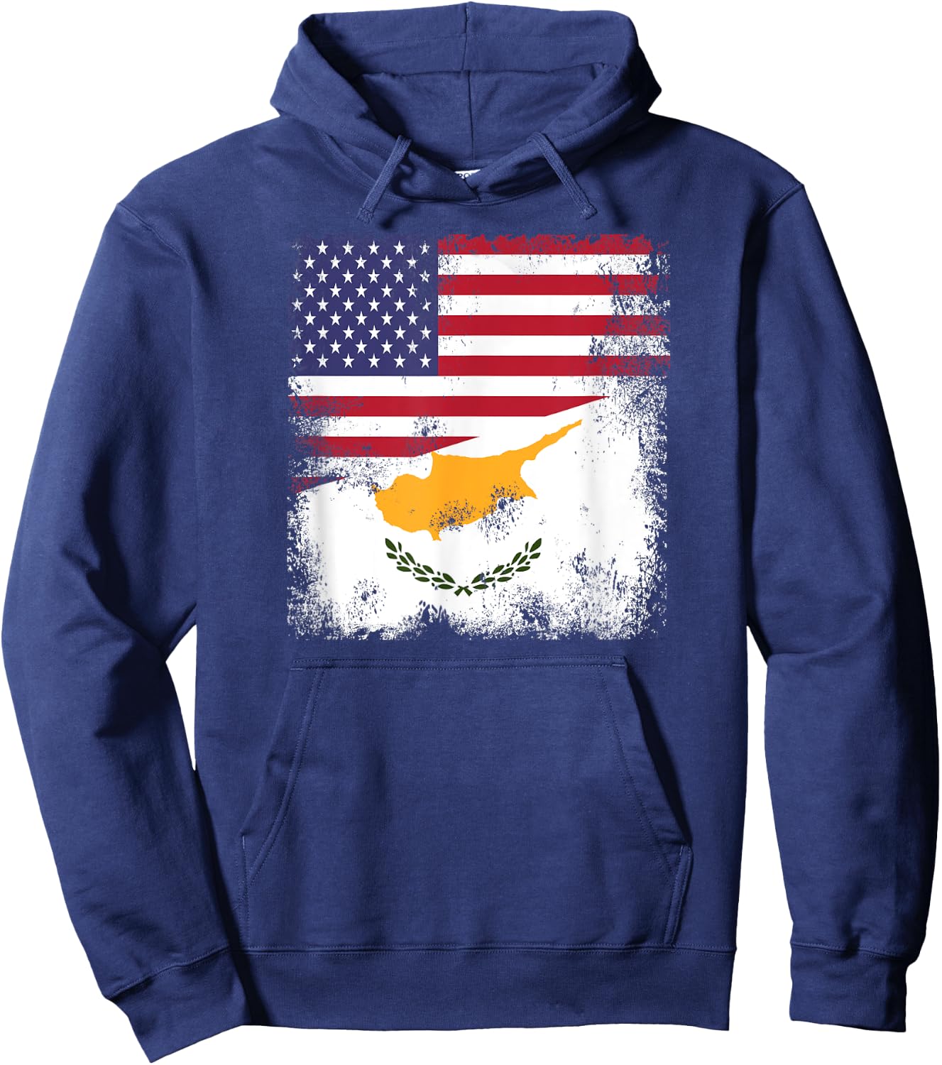 Half Cypriot Flag | Vintage Cyprus USA Gift Hoodie - Hoodie | Navy