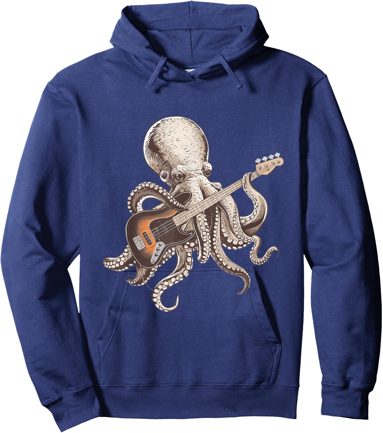 Bassist Octopus, Funny Octopus Playing Guitar Rock Music Hoodie - Hoodie | Navy