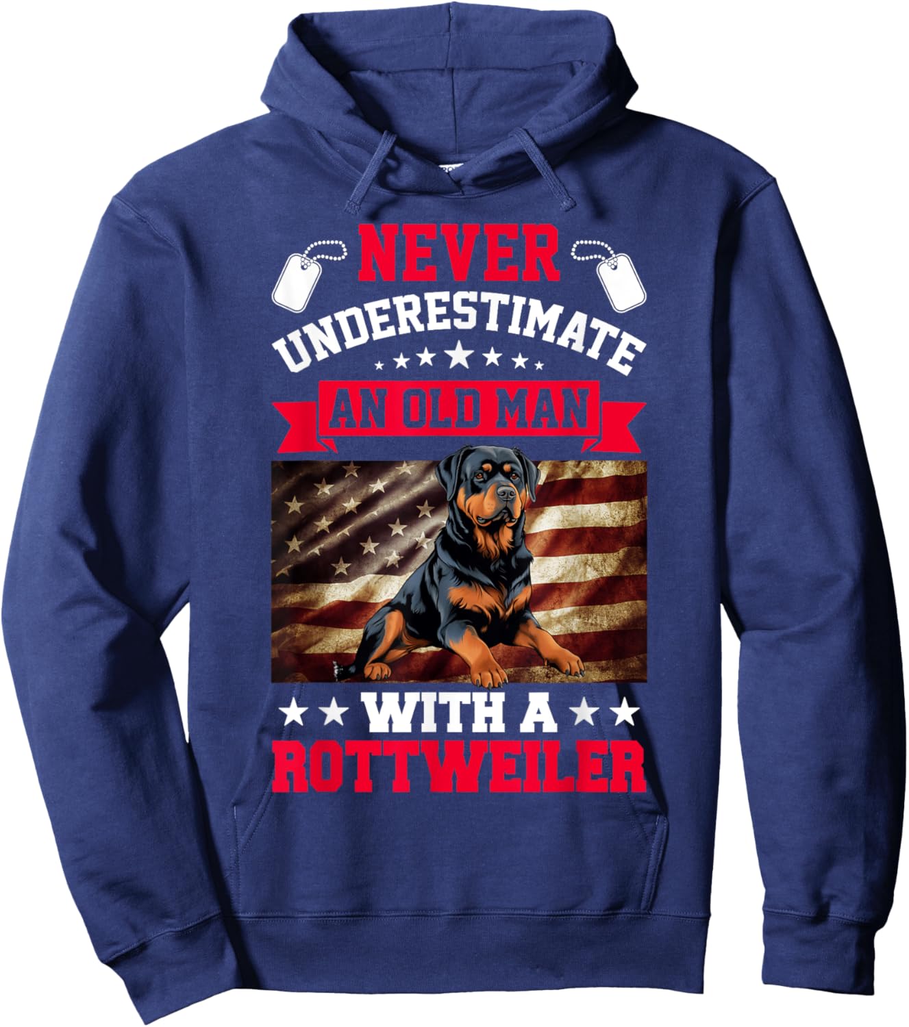 Never Underestimate An Old Man With A Rottweiler Hoodie - Hoodie | Navy