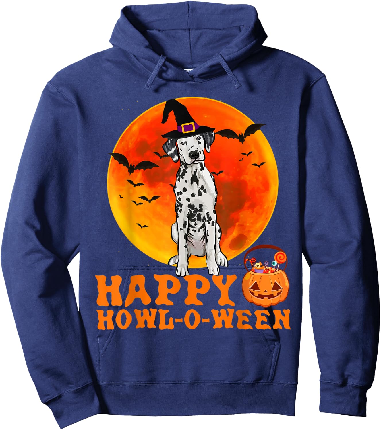 Funny Dalmatian Dog Halloween Happy Howl-o-ween Women Hoodie - Hoodie | Navy