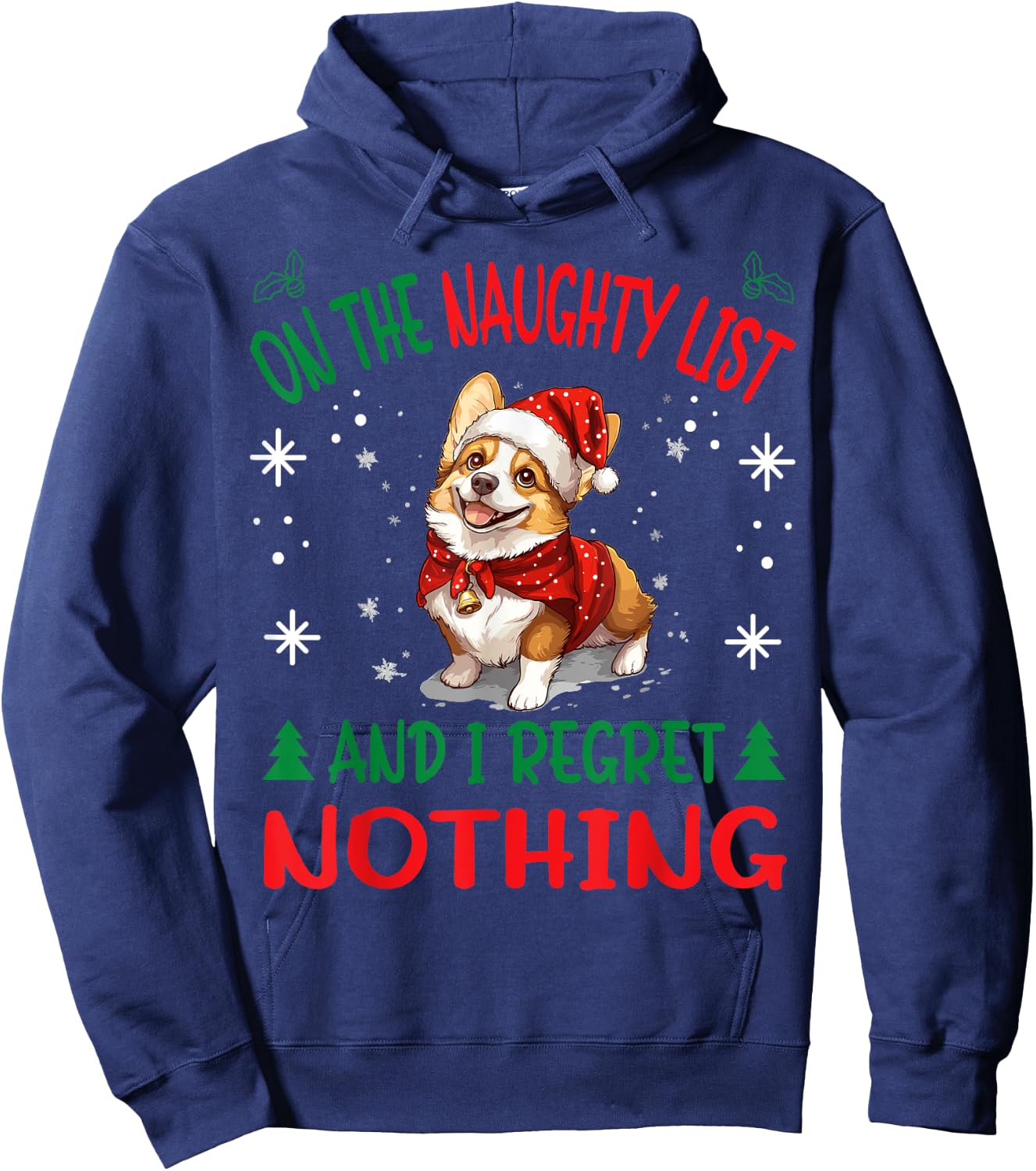 Cute Pembroke Welsh Corgi Dog Christmas On The Naughty List Hoodie - Hoodie | Navy