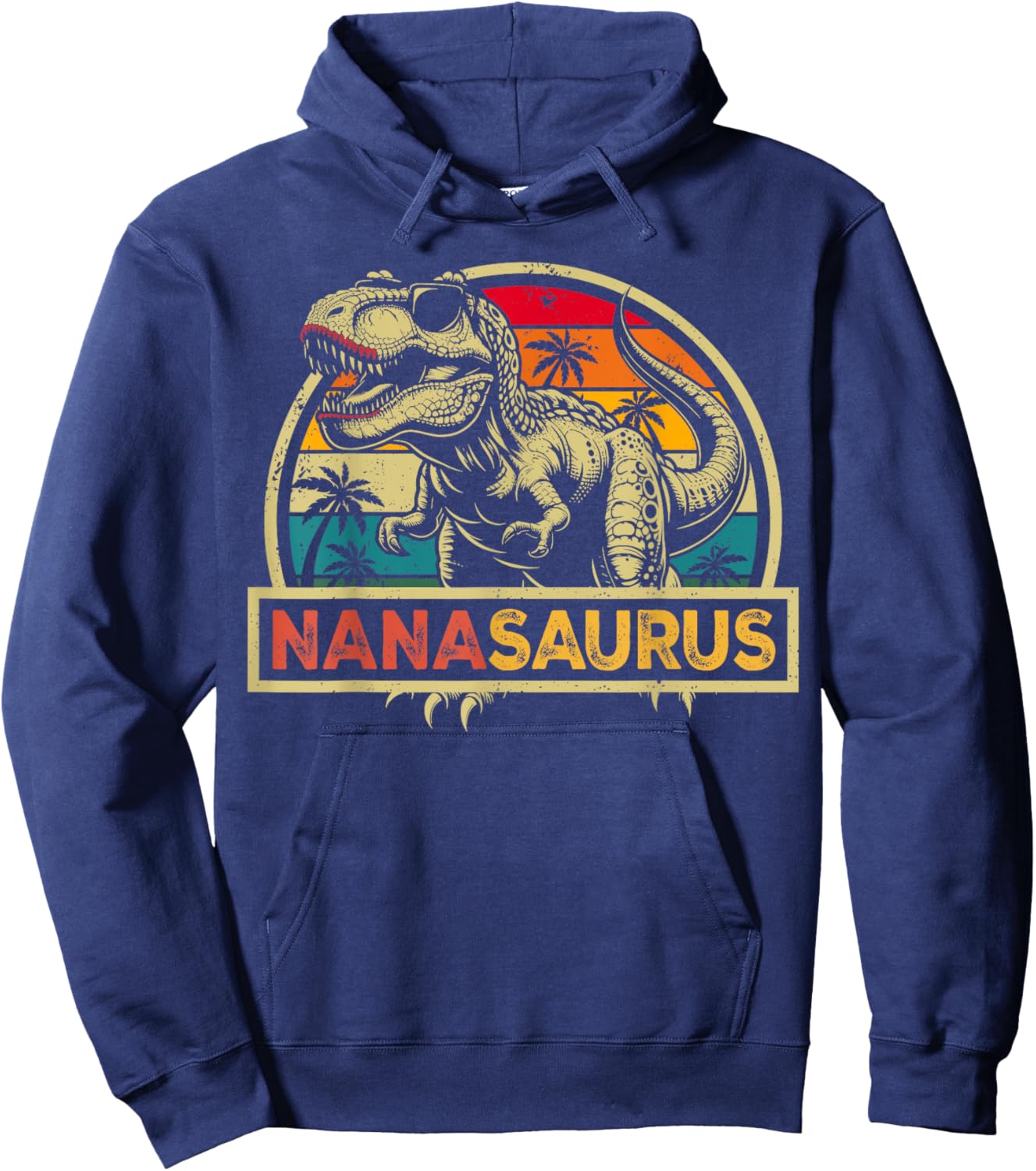 Nanasaurus T Rex Dinosaur Nana Saurus Family Matching Hoodie - Hoodie | Navy