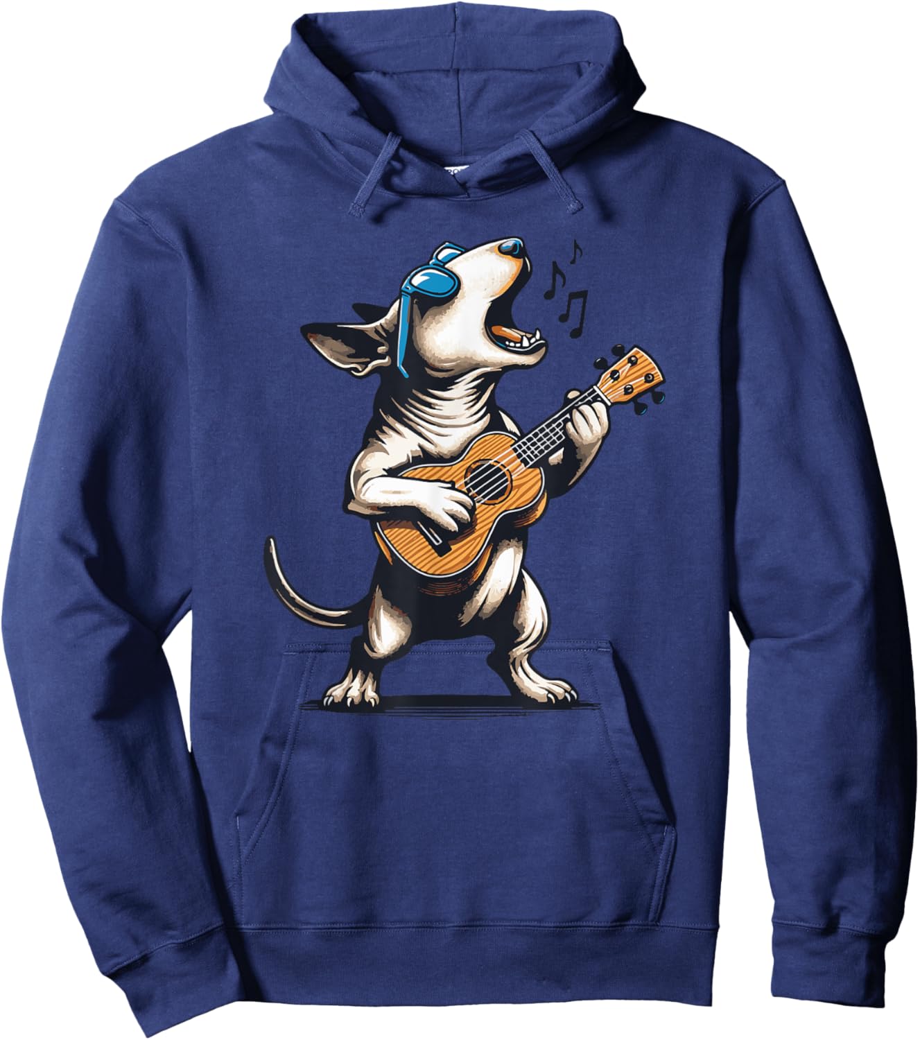 Dog Playing Guitar Singing Bull Terrier Funny Men Women Kids Hoodie - Hoodie | Navy