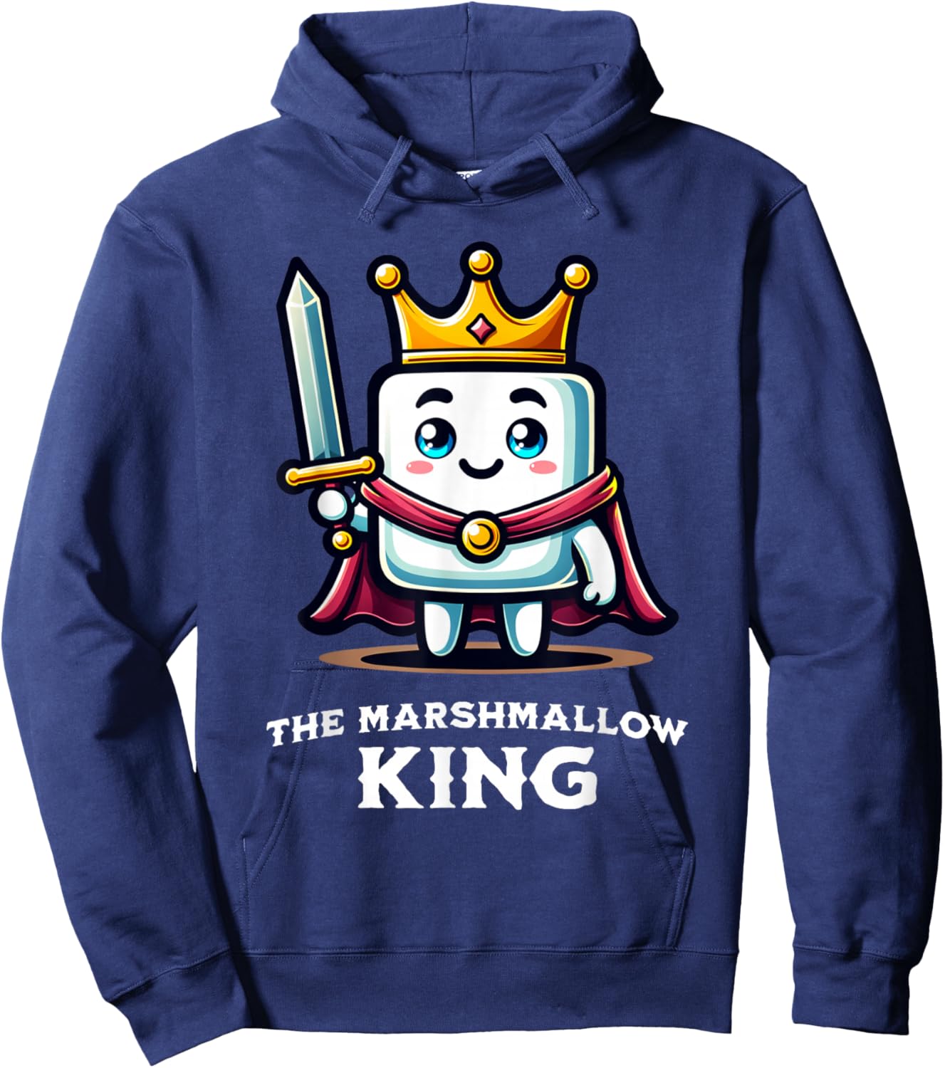Marshmallow King Funny Marshmallow Lover Illustration Hoodie - Hoodie | Navy