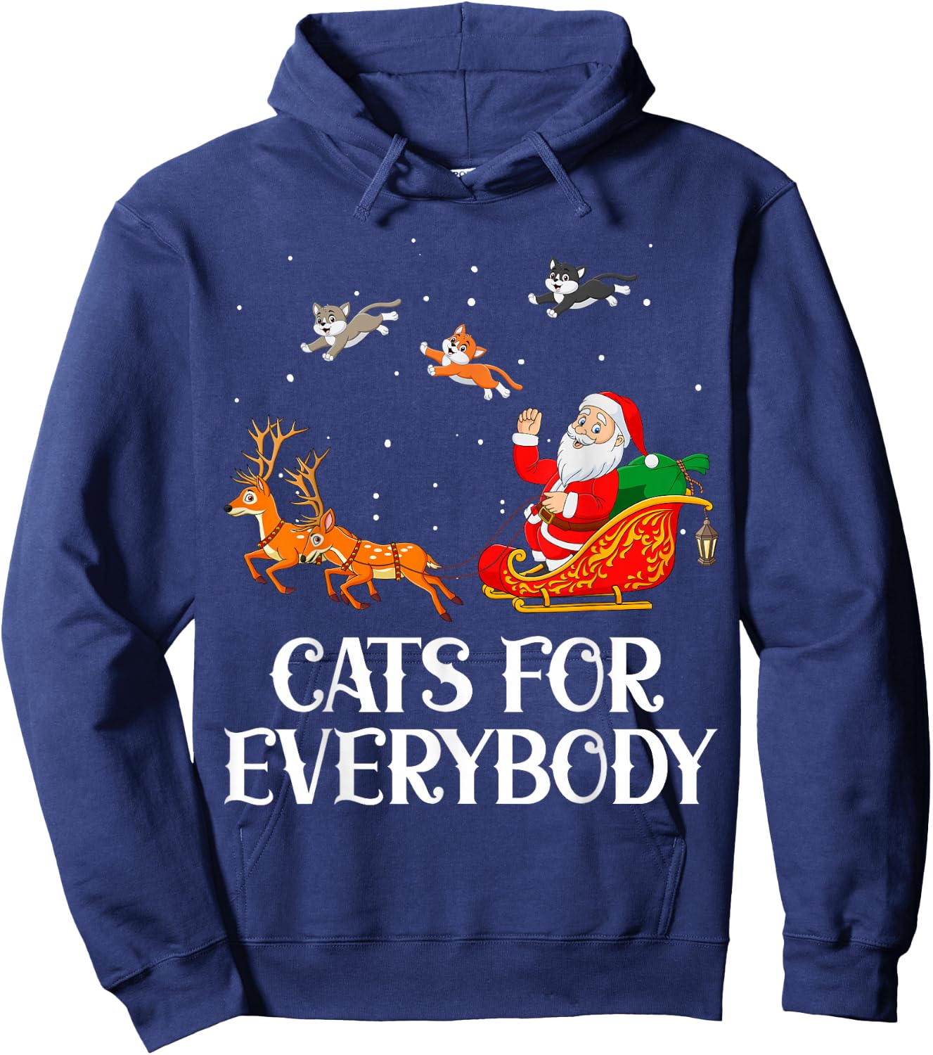 Cats For Everybody Santa Christmas Cat Funny Cat Mom Hoodie - Hoodie | Navy