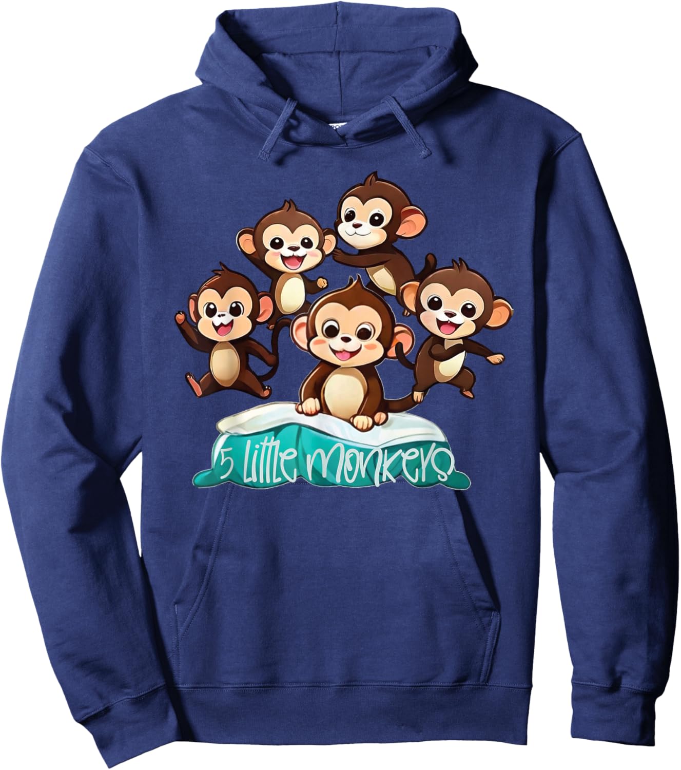Cool Five Little Monkeys Jumping on The Bed for kids Hoodie - Hoodie | Navy