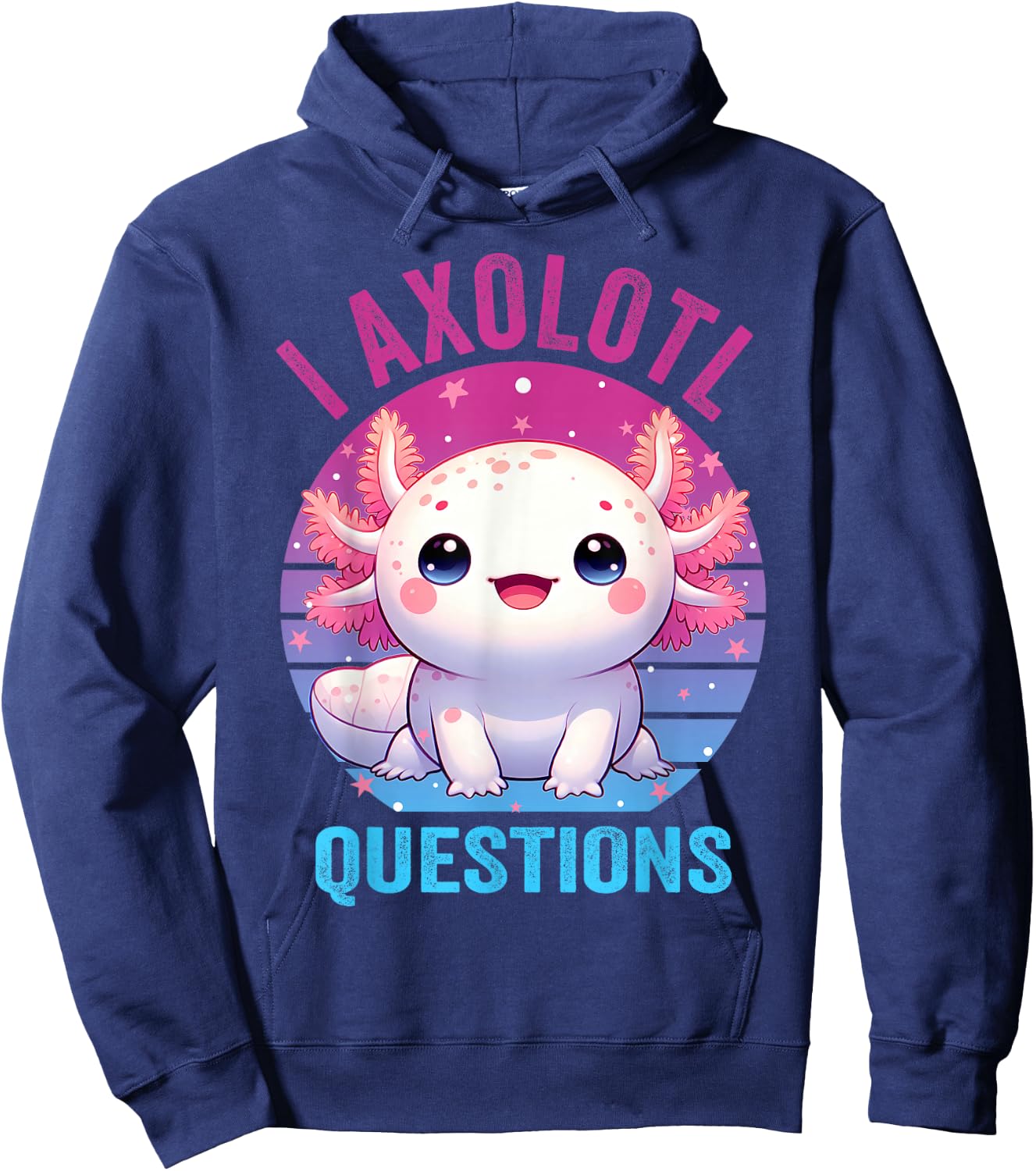 I Axolotl Questions Kids Funny Cute Axolotl Retro Vintage Hoodie - Hoodie | Navy