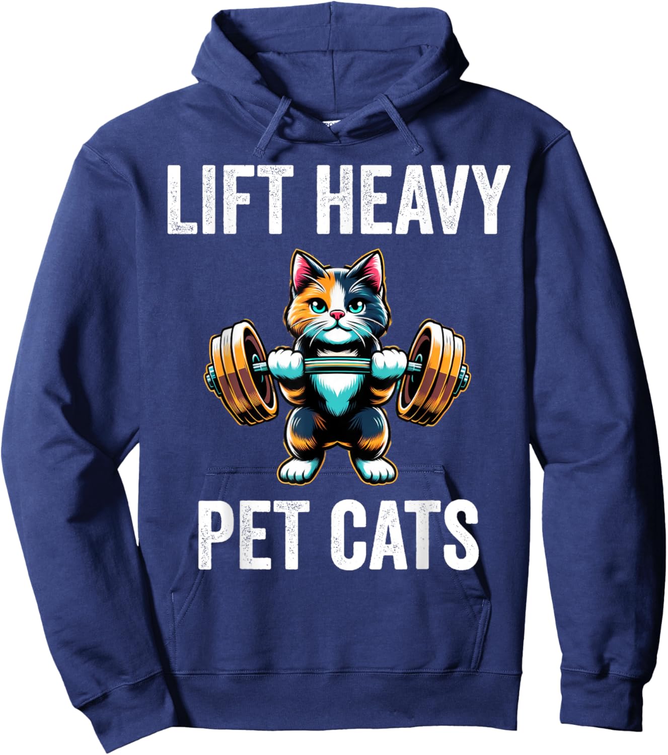 Lift Heavy Pet Cats Funny Gym Workout Weight Lifter Hoodie - Hoodie | Navy