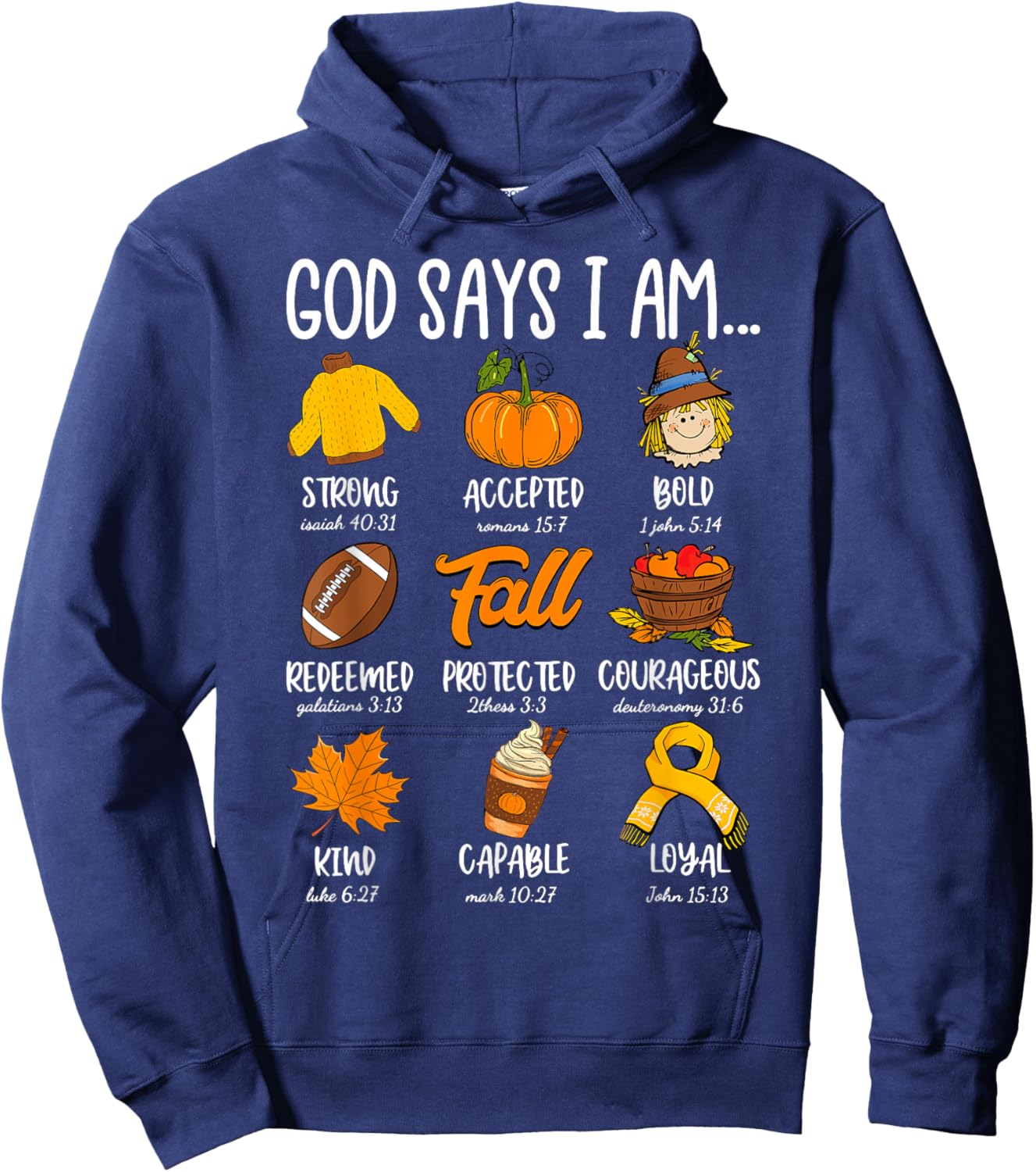 God Says I Am Fall Vibes Autumn Christian Women Men Kids Hoodie - Hoodie | Navy