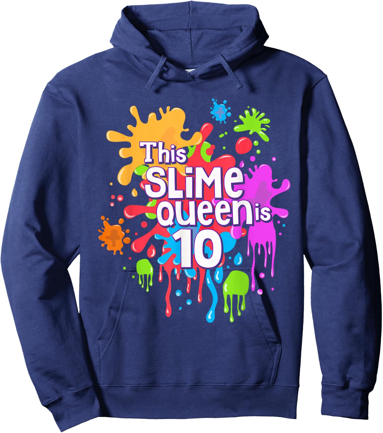 Girls 10th Birthday Gift Girls This Slime Queen is 10yrs Hoodie - Hoodie | Navy