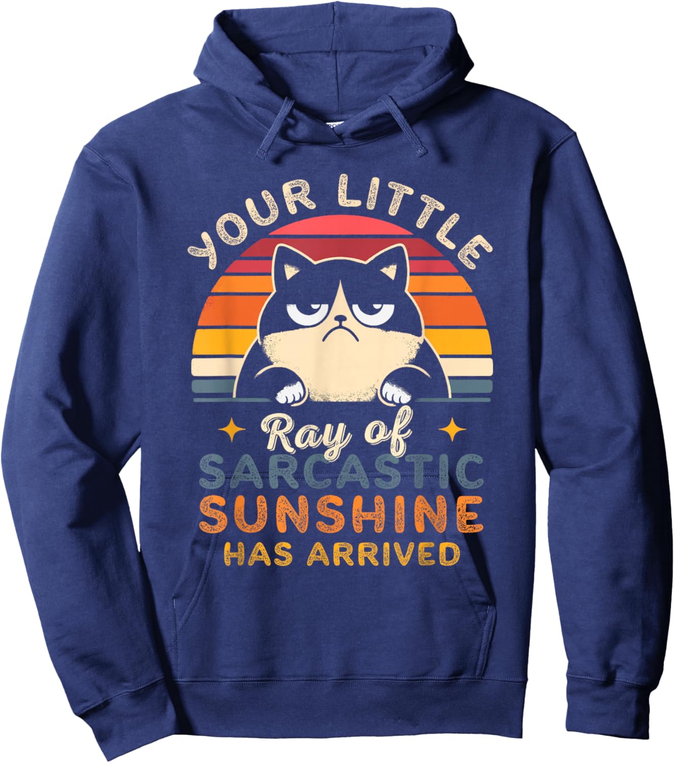 Sarcasm Retro Sunset Quote Ray Of Sarcastic Sunshine Cats Hoodie - Hoodie | Navy