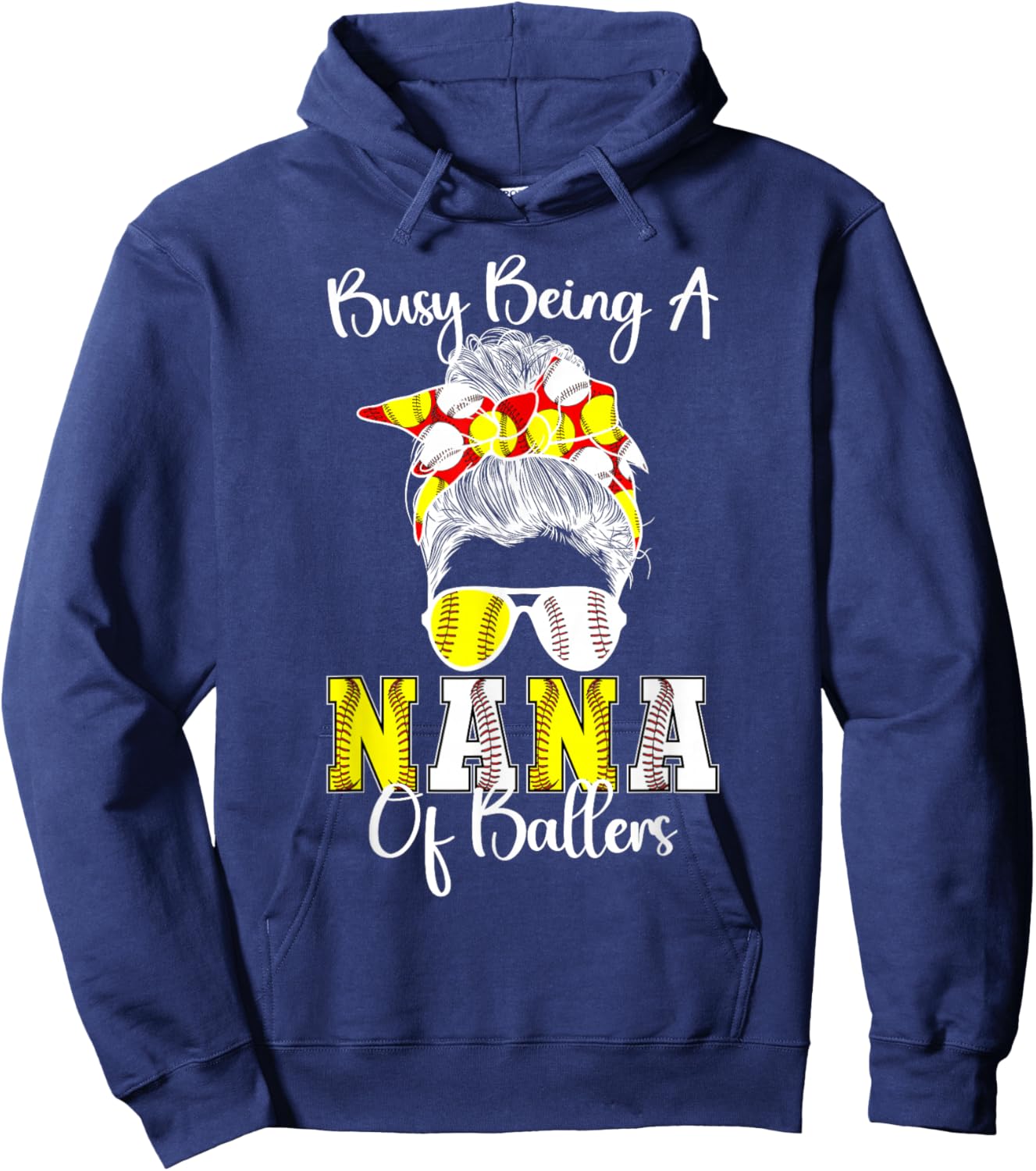 Softball Baseball Nana Of Ballers Baseball Softball Nana Hoodie - Hoodie | Navy