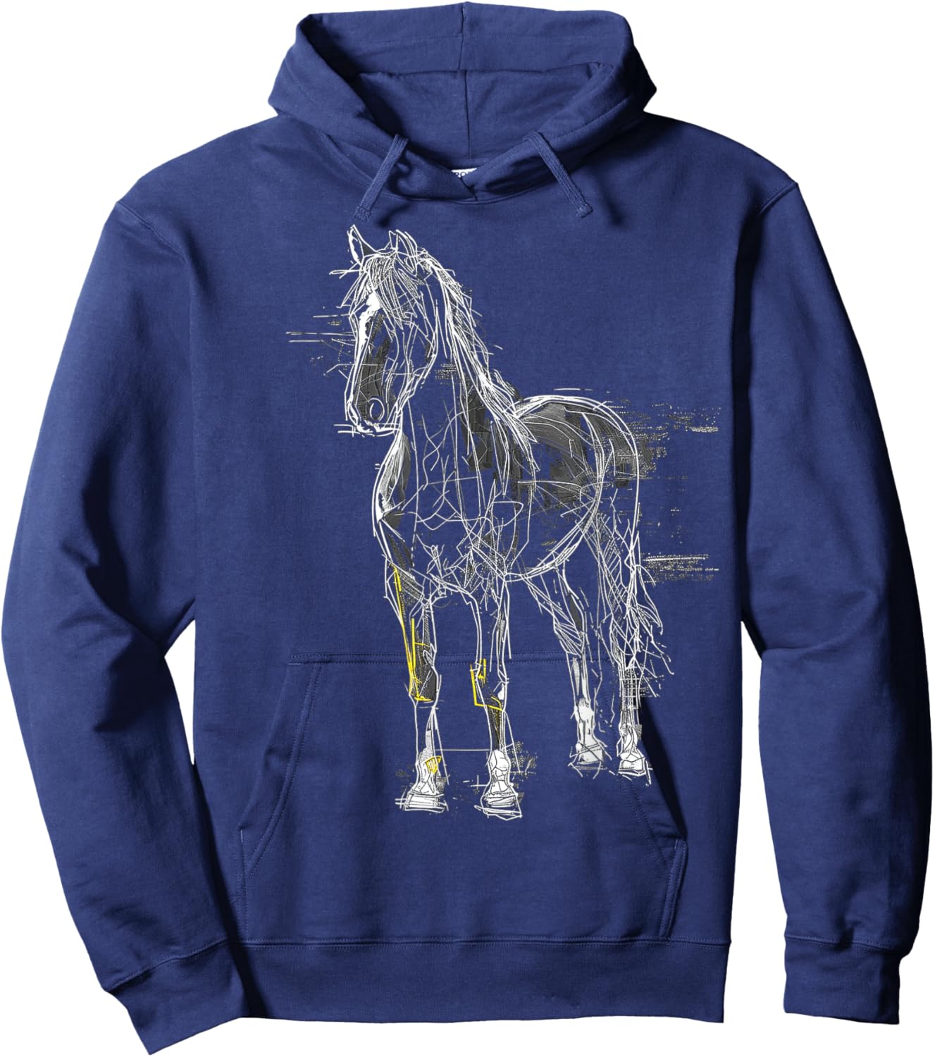 Horse Drawing Abstract Animal Art Drawing Graphic Horse Hoodie - Hoodie | Navy