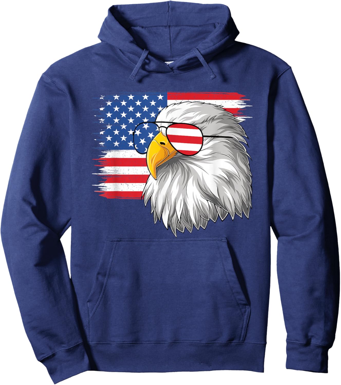Funny 4th Of July American Flag Patriotic Eagle USA Men Boys Hoodie - Hoodie | Navy