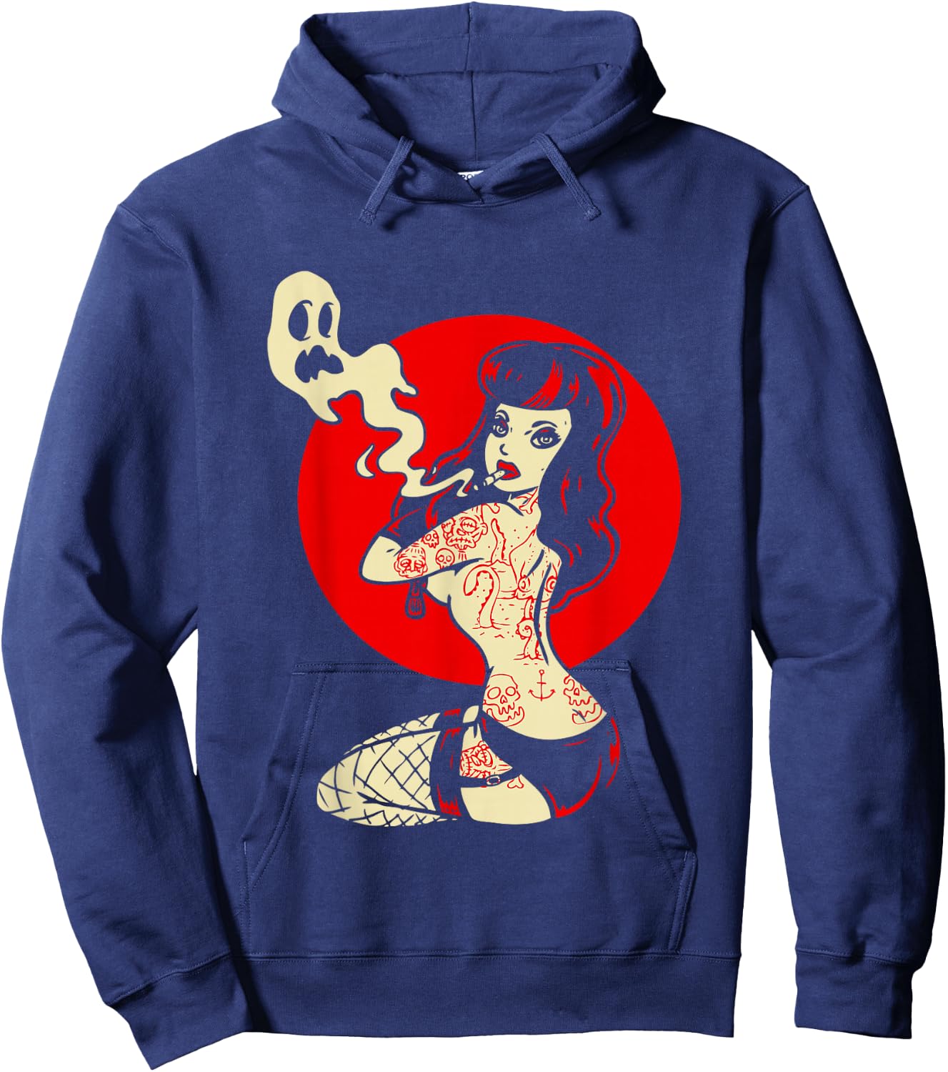 Horror Pinup Sexy Goth Girl Burlesque - Psychobilly Punk Art Hoodie - Hoodie | Navy