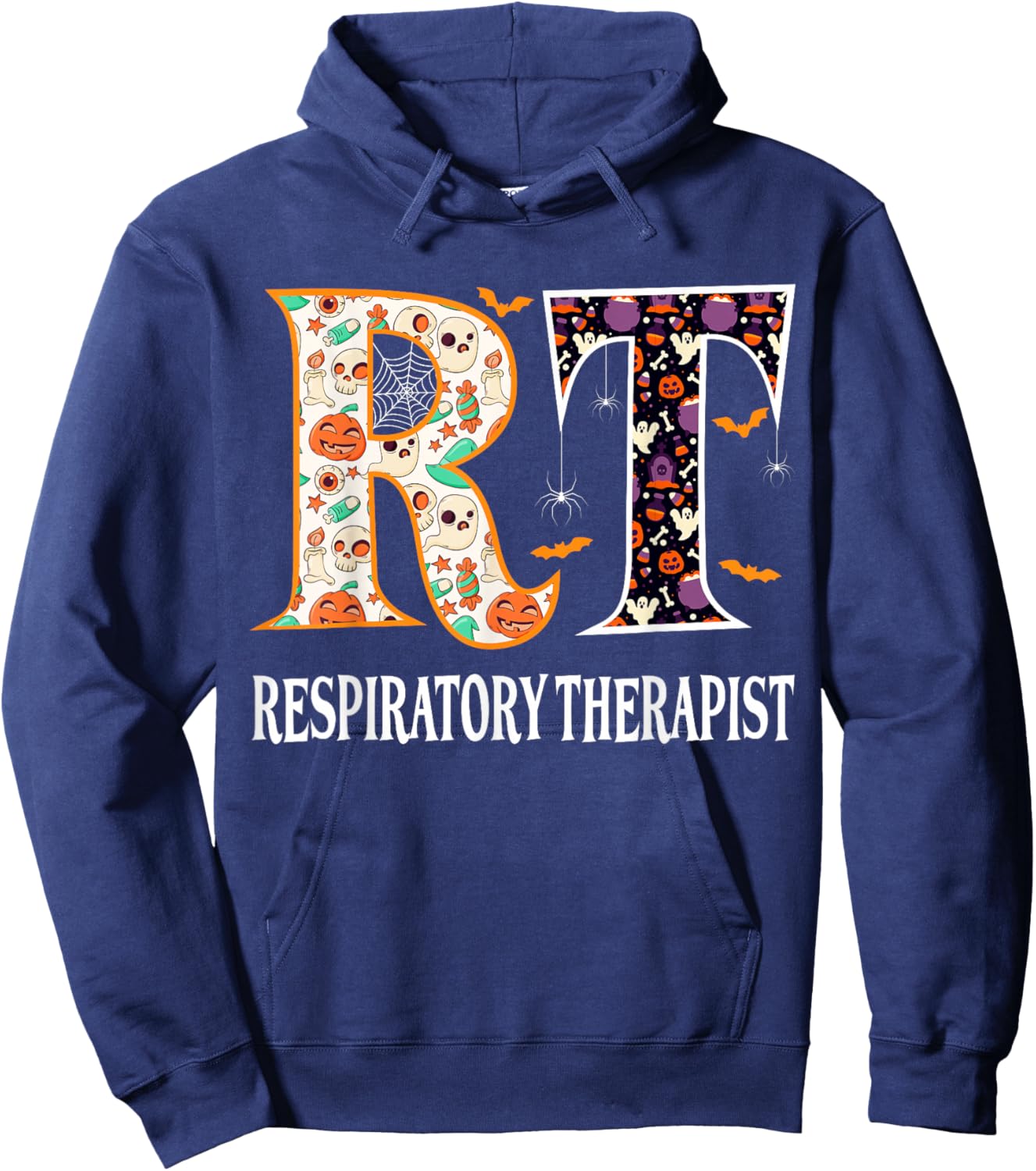 RT Halloween Respiratory Therapist Halloween RT Nurse Hoodie - Hoodie | Navy