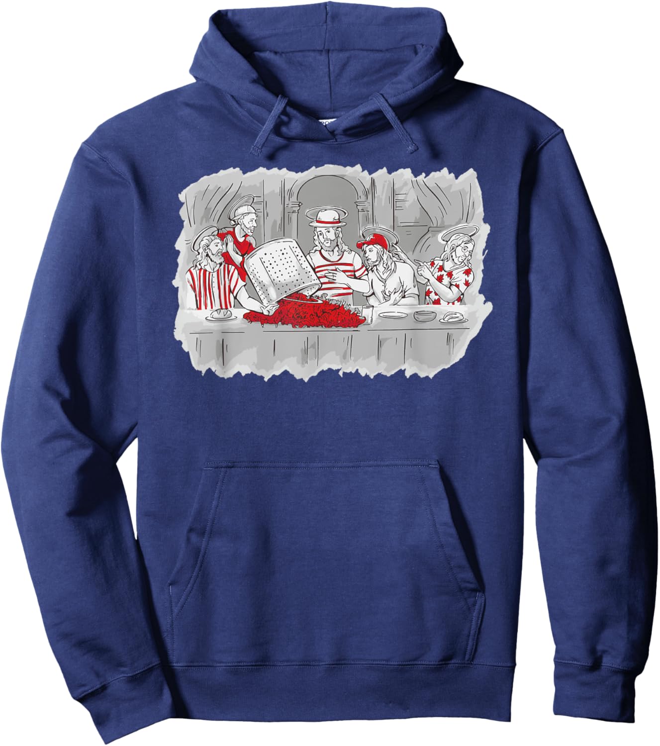 Louisiana Last Supper Funny Crawfish Boil Jesus Cajun Joke Hoodie - Hoodie | Navy