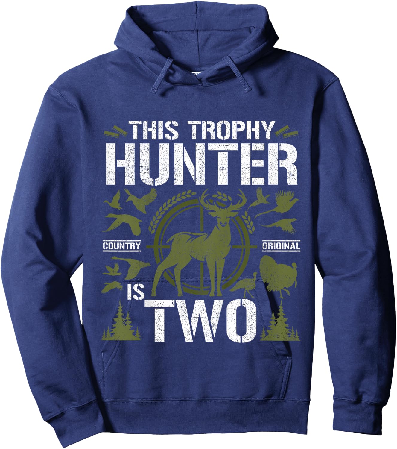 2 Year Old Hunting Birthday Party Duck Deer Hunter 2nd Gift Hoodie - Hoodie | Navy