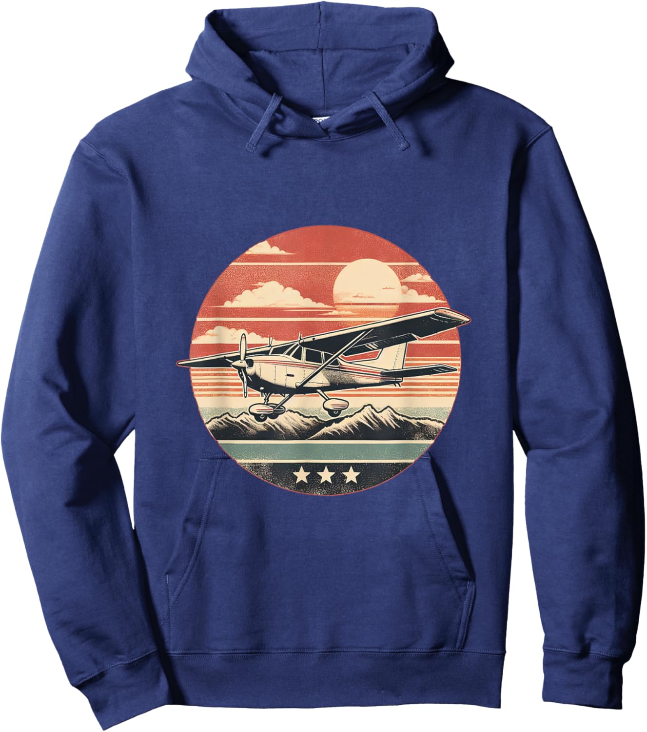C-172 Skyhawk Vintage C172 Airplane Retro Sunset Pilot Hoodie - Hoodie | Navy