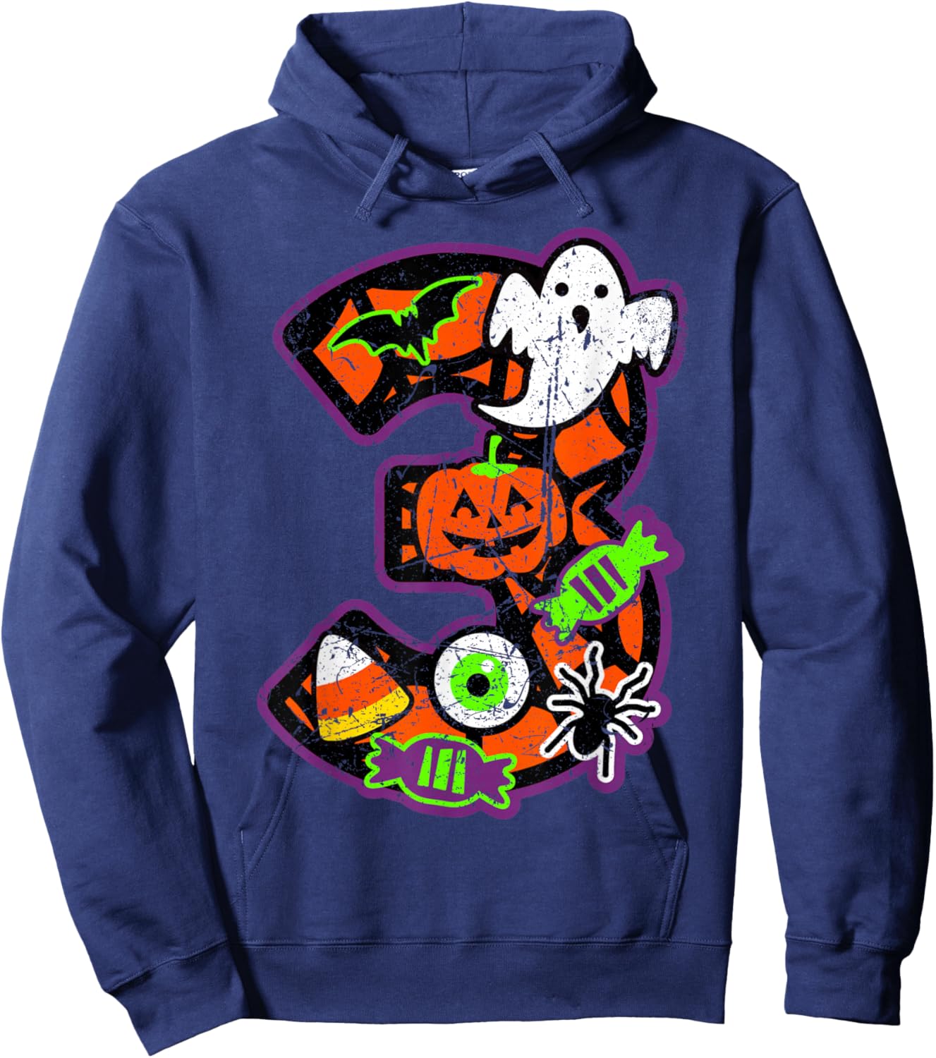 3rd Birthday Halloween 3 Year Old Ghost Costume Boo Funny Hoodie - Hoodie | Navy