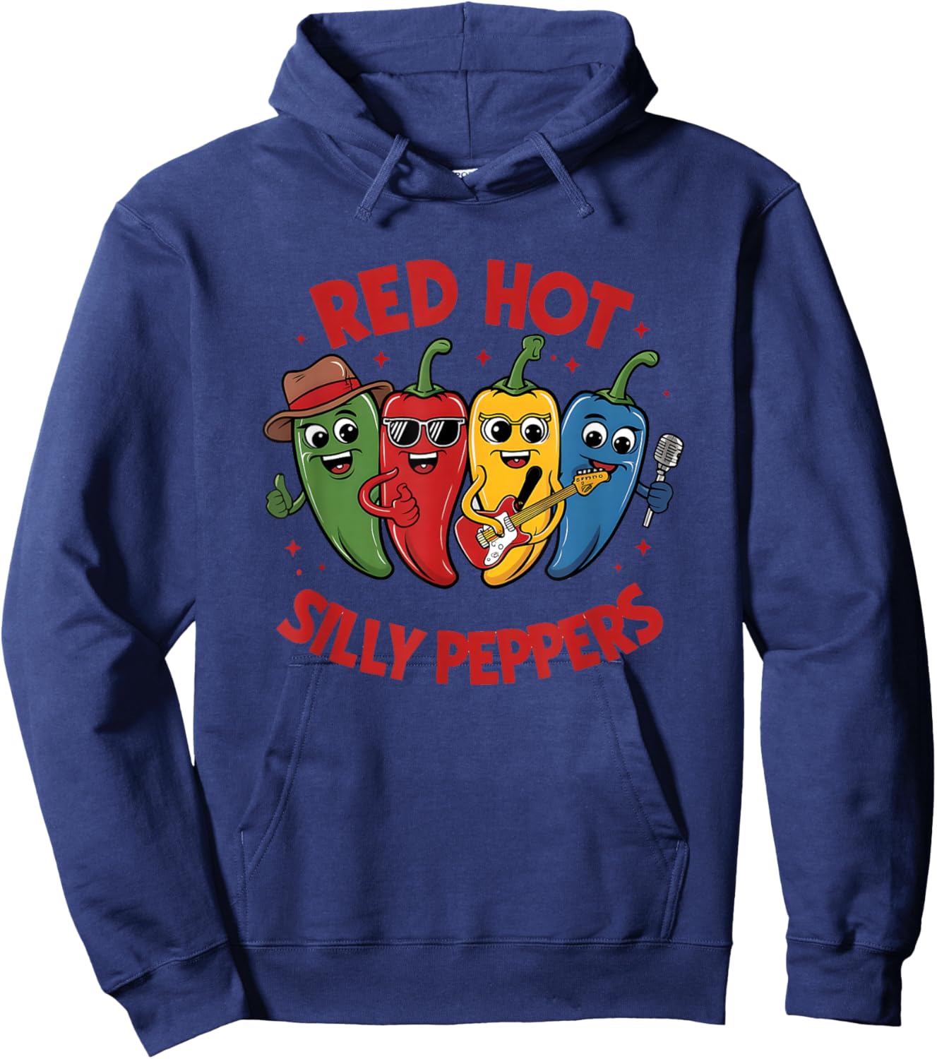 Red Hot Silly Peppers Fun Cartoon Hoodie - Hoodie | Navy