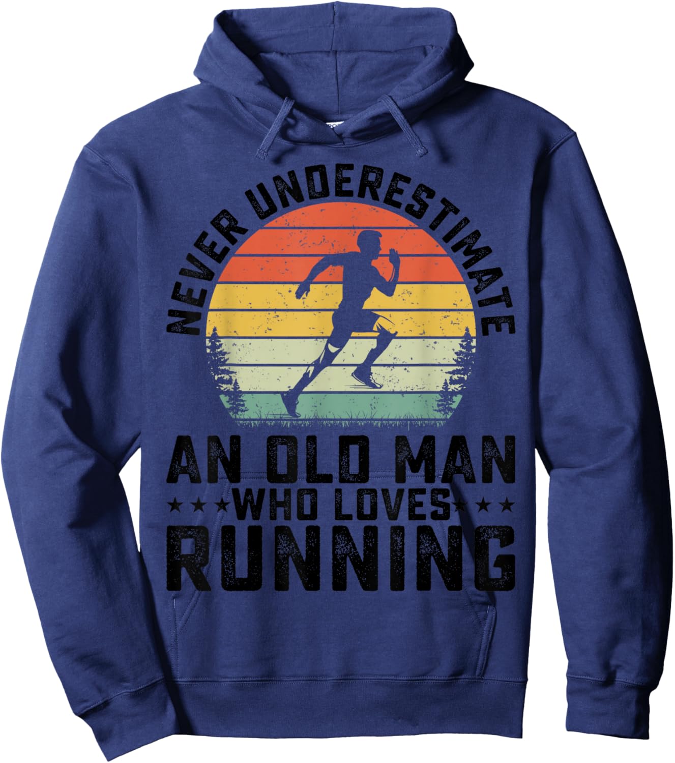 Never Underestimate An Old Man Who Loves Running Runner Hoodie - Hoodie | Navy
