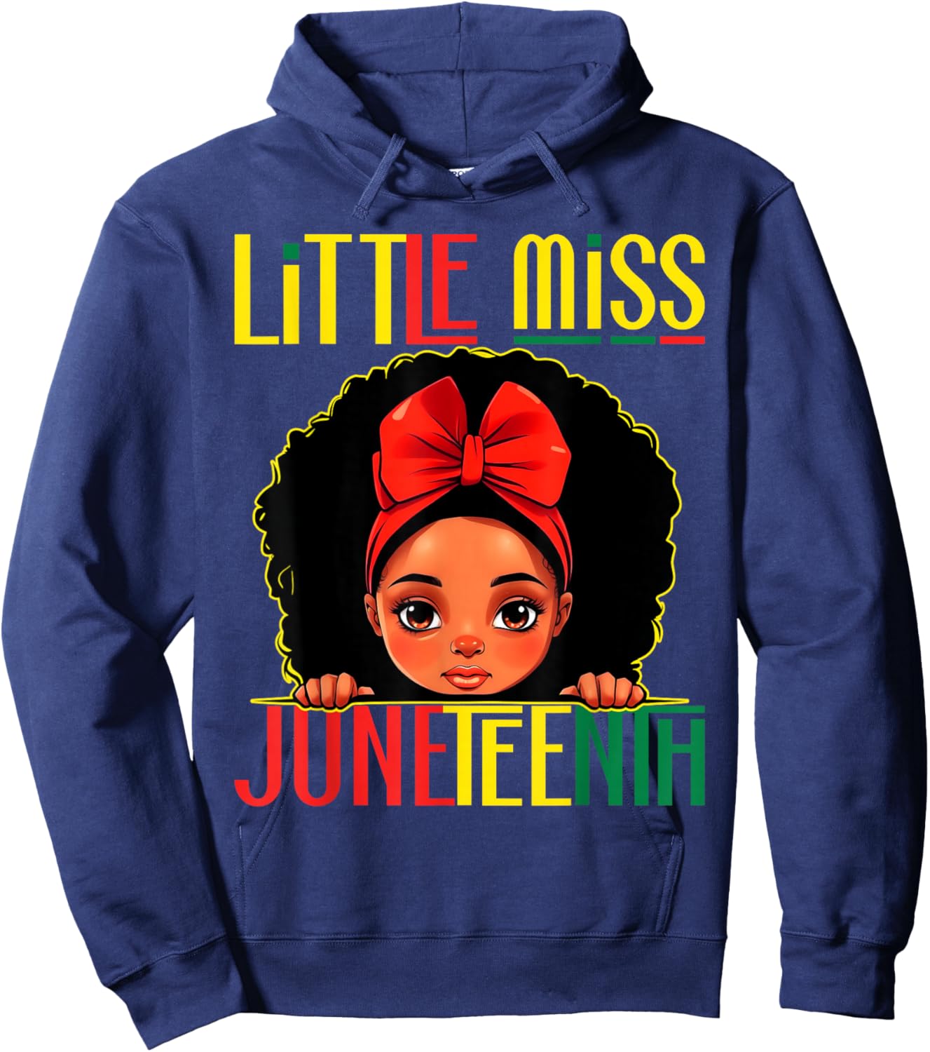 Kids Little Miss Juneteenth Girl Toddler Black History Girls Hoodie - Hoodie | Navy