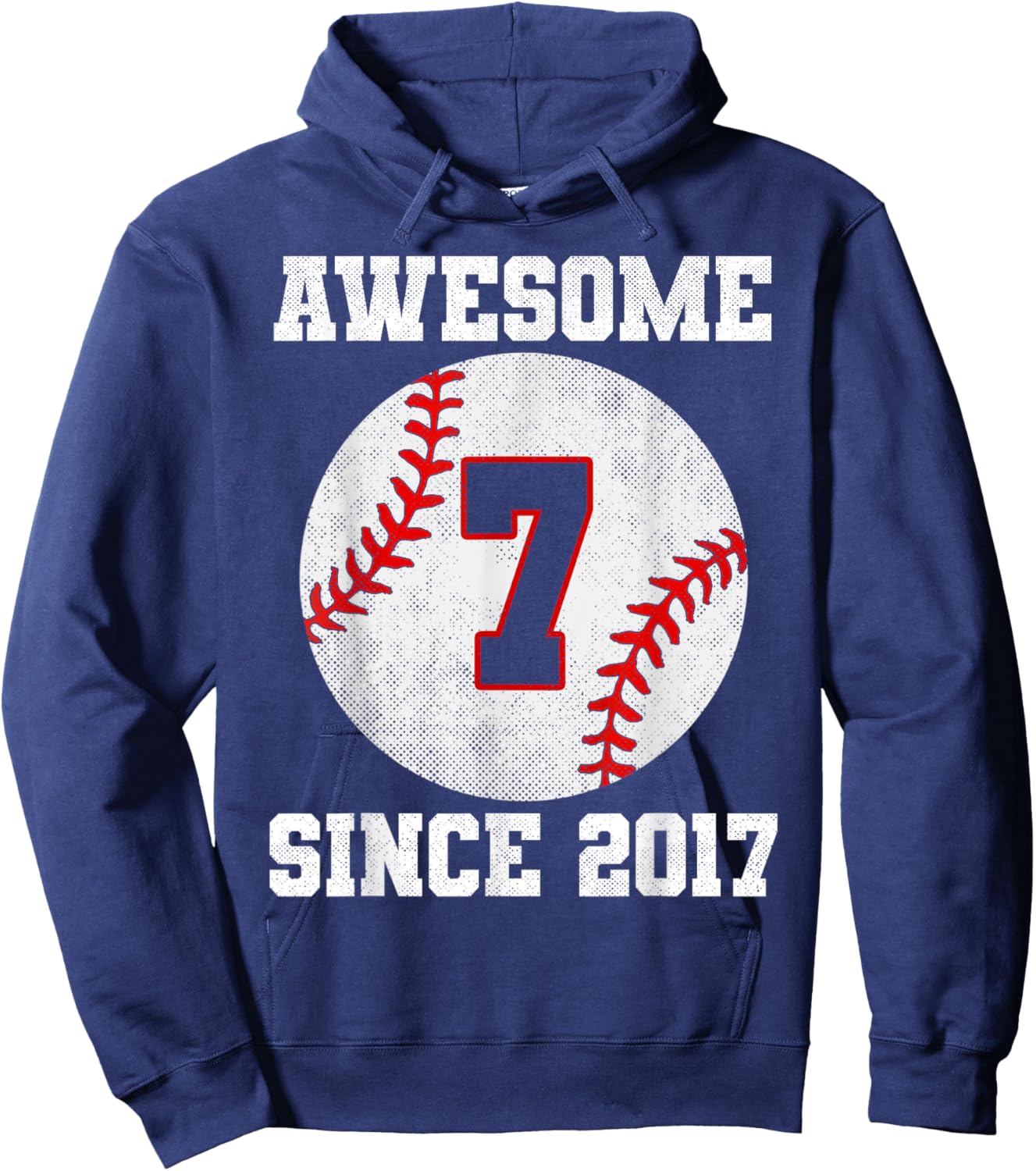 7th Birthday 7 Years Old Baseball Awesome Since 2017 Boys Hoodie - Hoodie | Navy