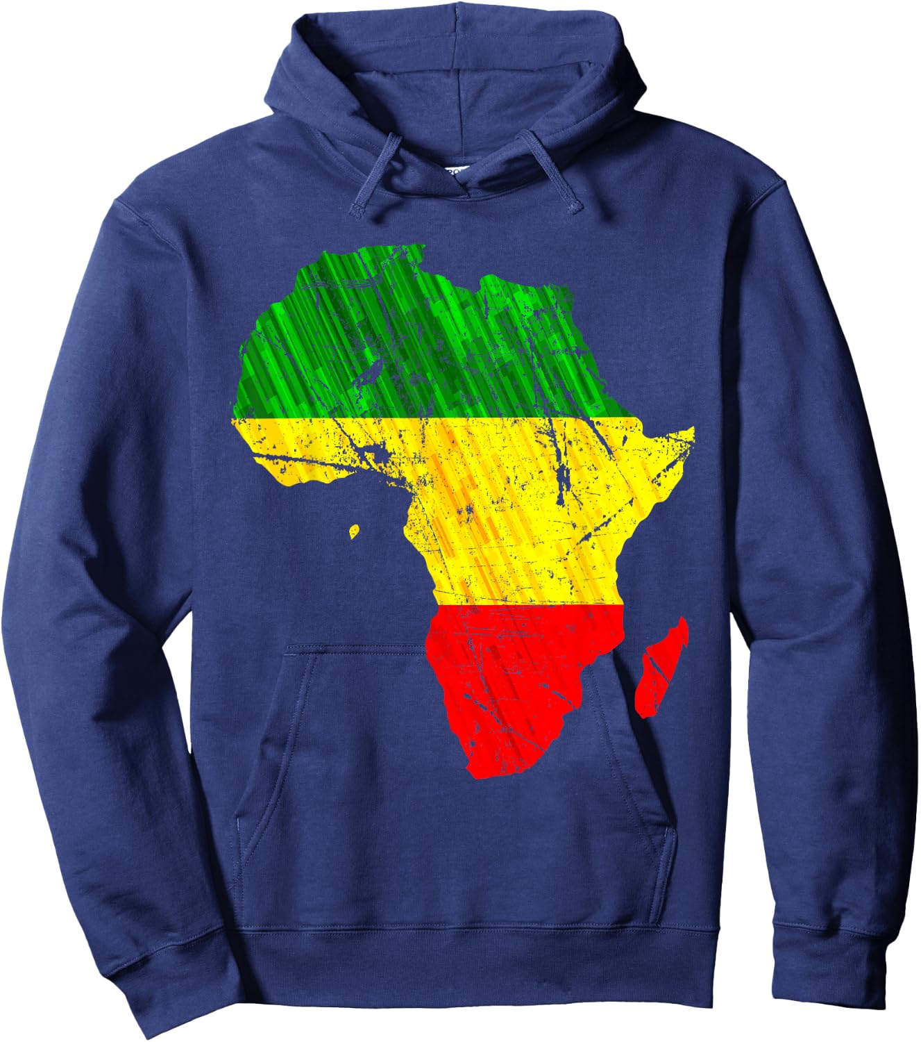 Africa Map Reggae Rasta Green Yellow Red Africa Pride Hoodie - Hoodie | Navy
