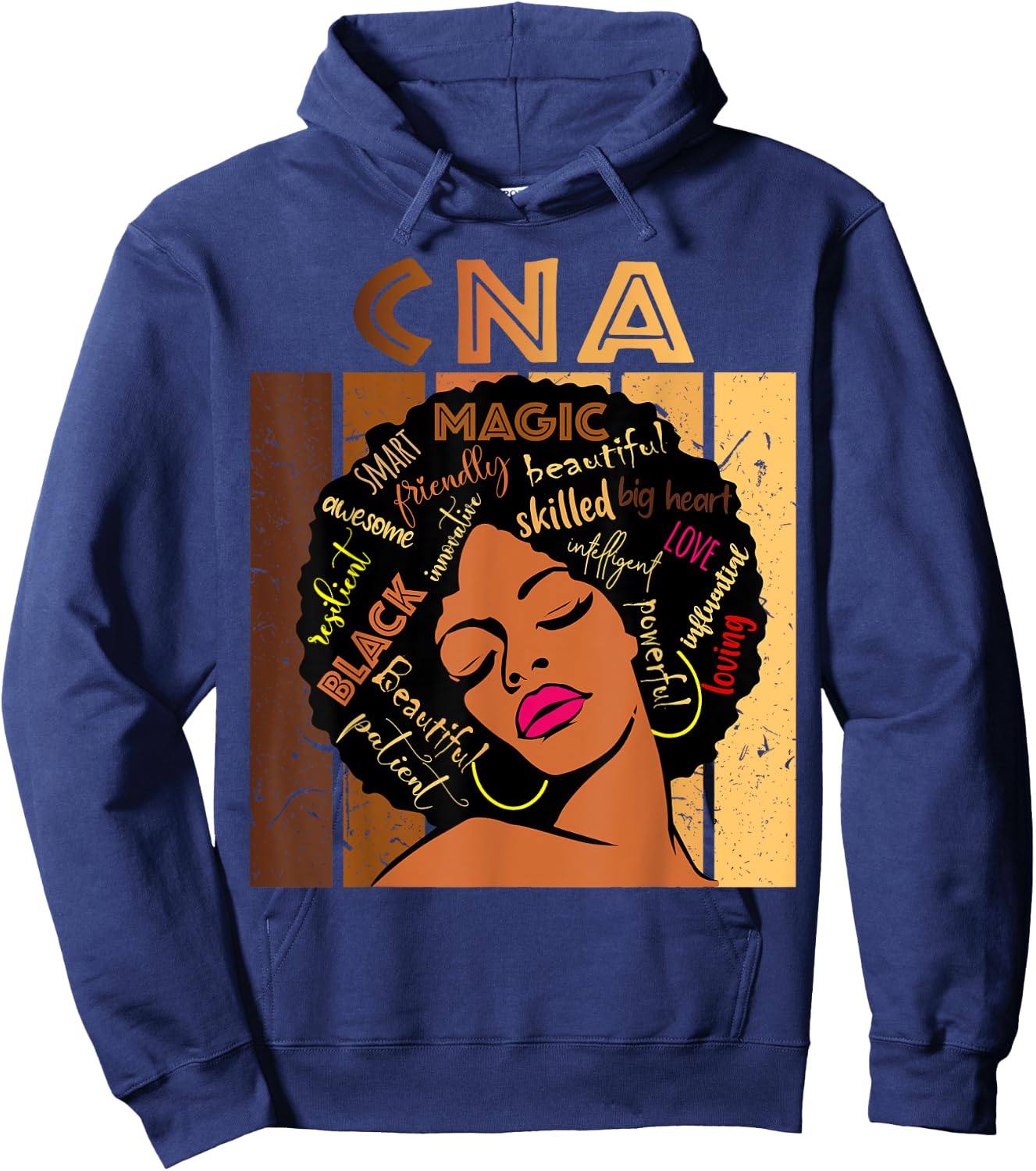 Black CNA Certified Nurse Assistant Afro African American Hoodie - Hoodie | Navy