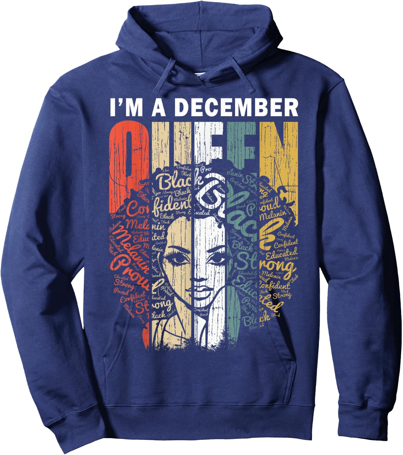 December Queen Woman Educated Black Birthday Girl Hoodie - Hoodie | Navy