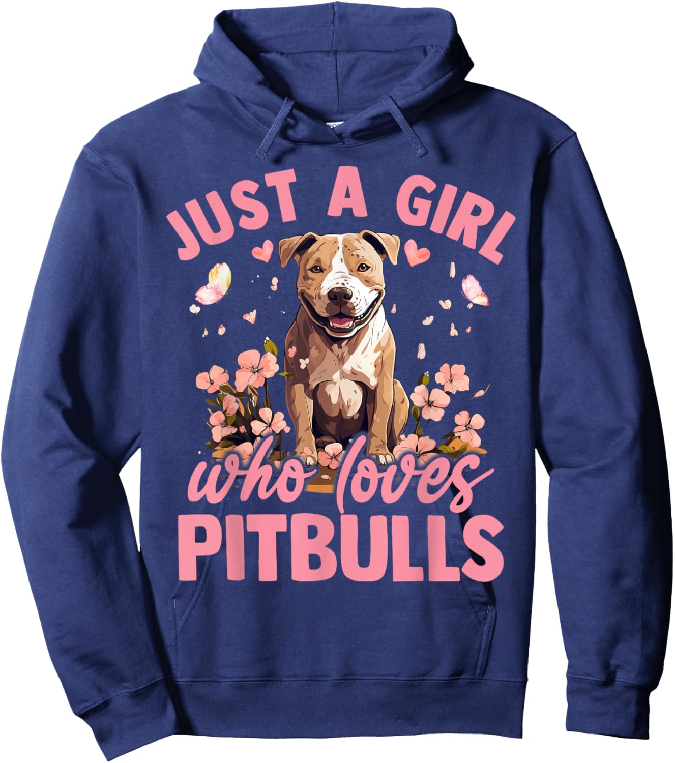 Floral Pitbull Dog Just A Girl Who Loves Pitbull Dog Hoodie - Hoodie | Navy