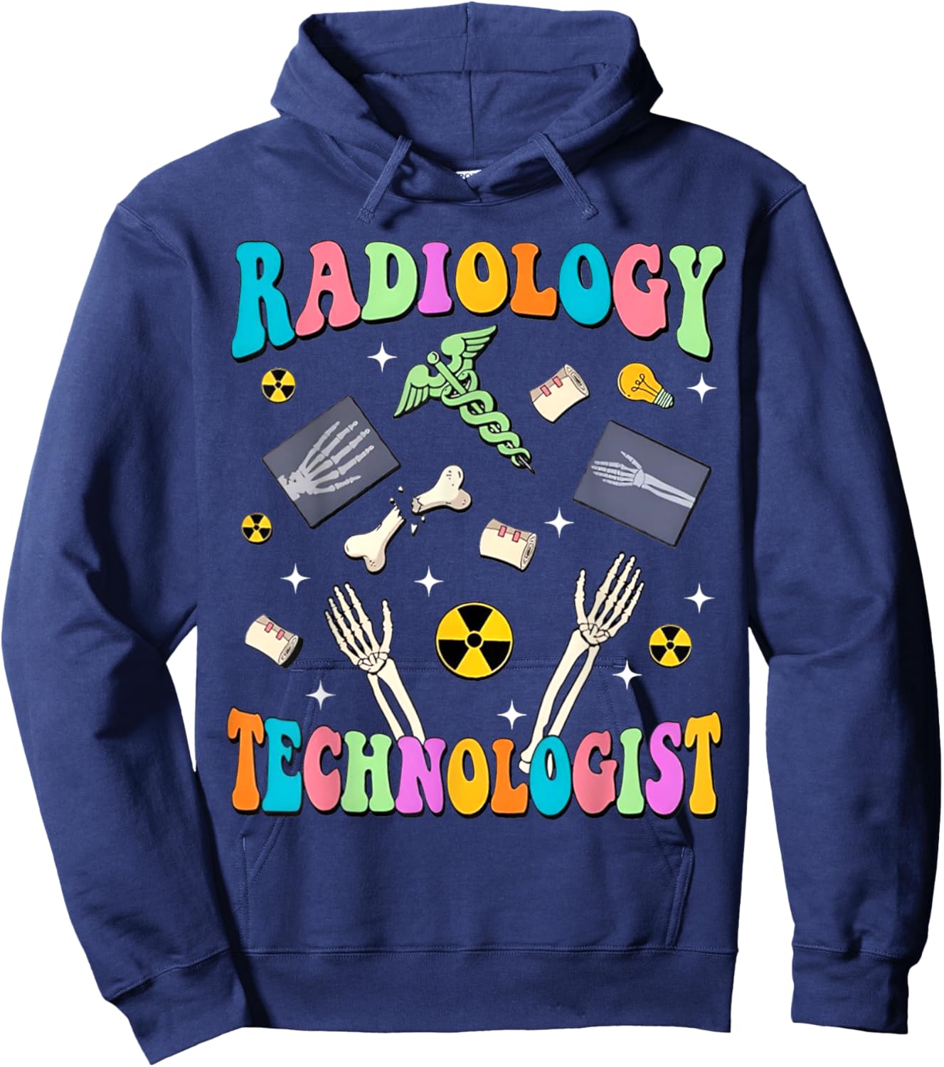 Retro Groovy Radiology Technologist X-Ray Tech Radiologic Hoodie - Hoodie | Navy